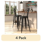4 pack 4 pack Merrick Lane Black 30" High Metal Bar Height Stool with Removable Back for Indoor-Outdoor Use