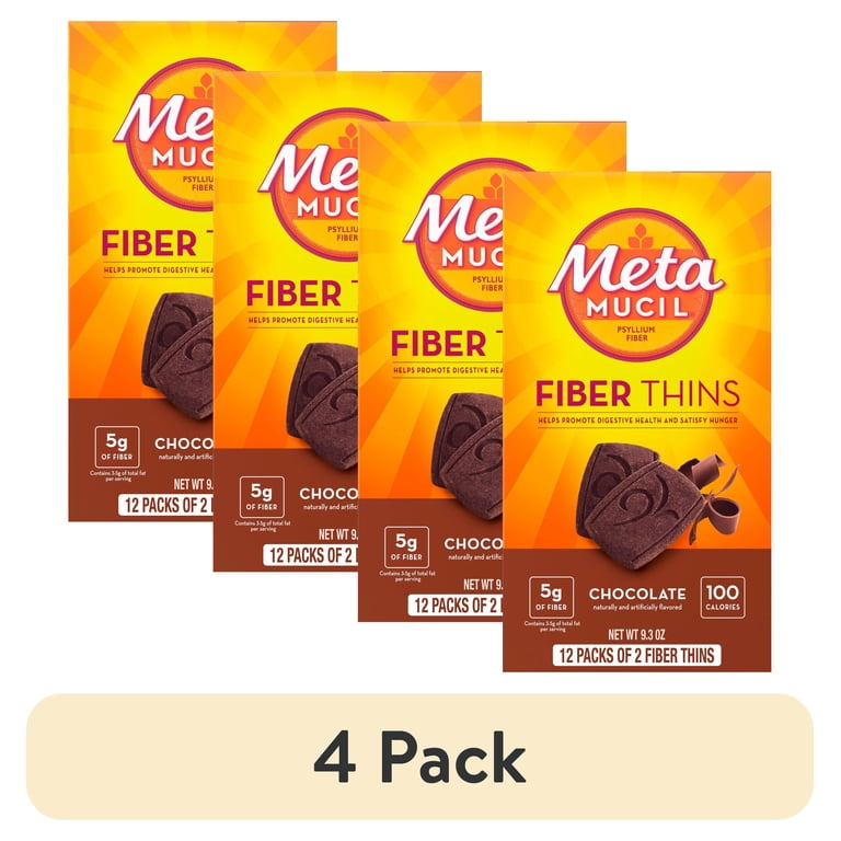 (4 pack) Metamucil GLP-1 Friendly Fiber Thins, Fiber Powder Food, Chocolate, 24 Count (4 pack) Metamucil GLP-1 Friendly Fiber Thins, Fiber Powder Food, Chocolate, 24 Count