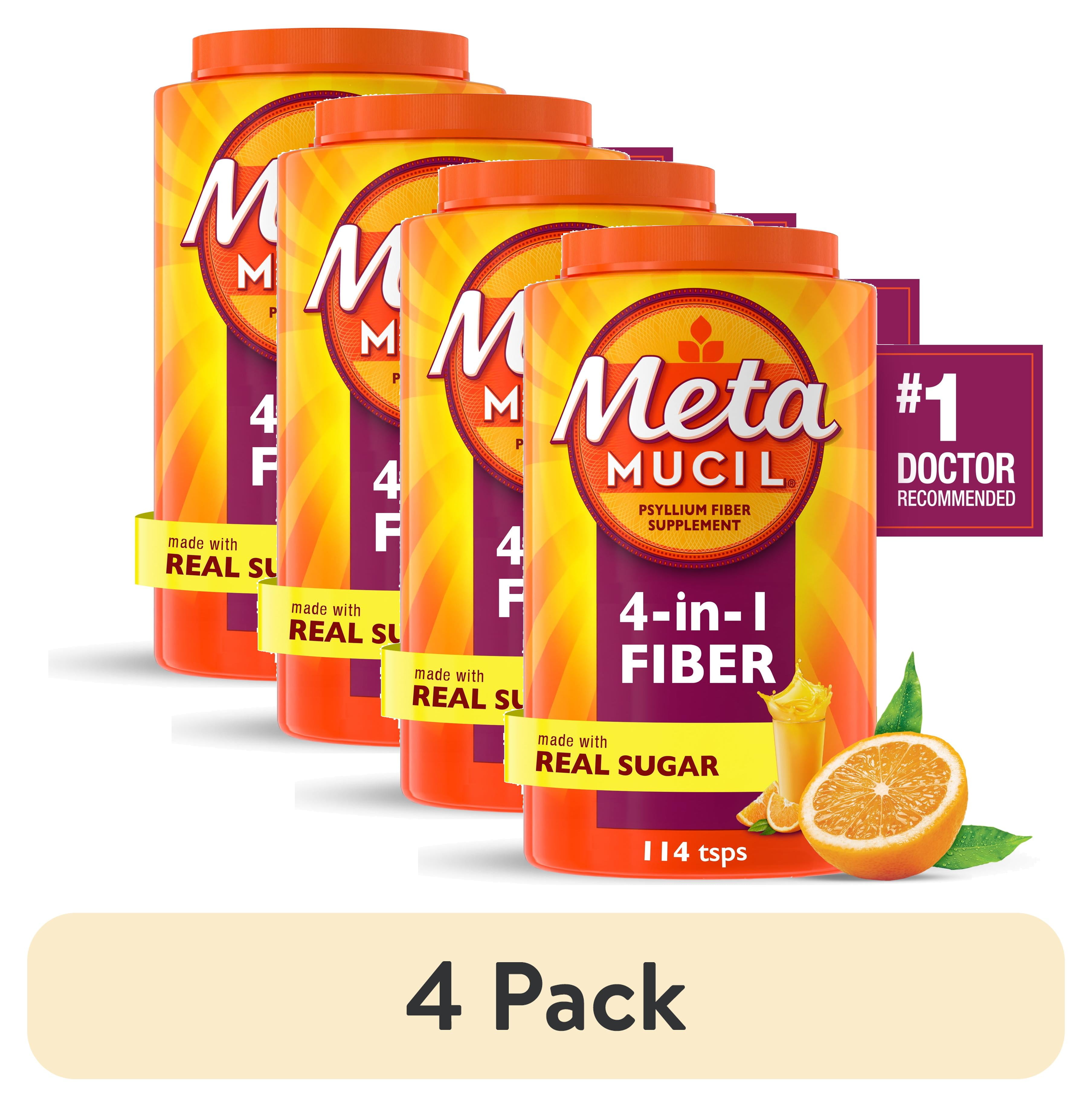 (4 pack) Metamucil Fiber Supplement Sugar Psyllium Powder for Daily
