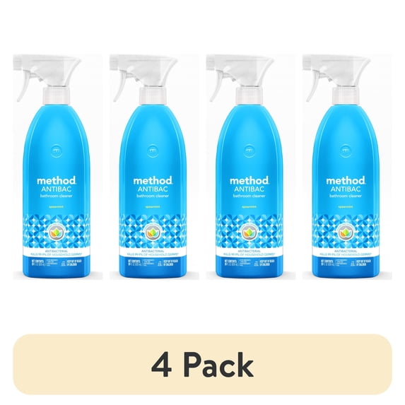 (4 pack) Method Antibacterial Bathroom Cleaner, Spearmint, 28 fl oz