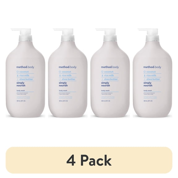 (4 pack) Method Body Wash, Simply Nourish, 28 fl oz