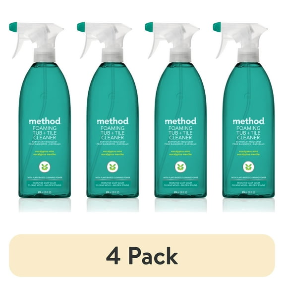 (4 pack) Method Foaming Bathroom Cleaner, Eucalyptus Mint, 28 fl oz