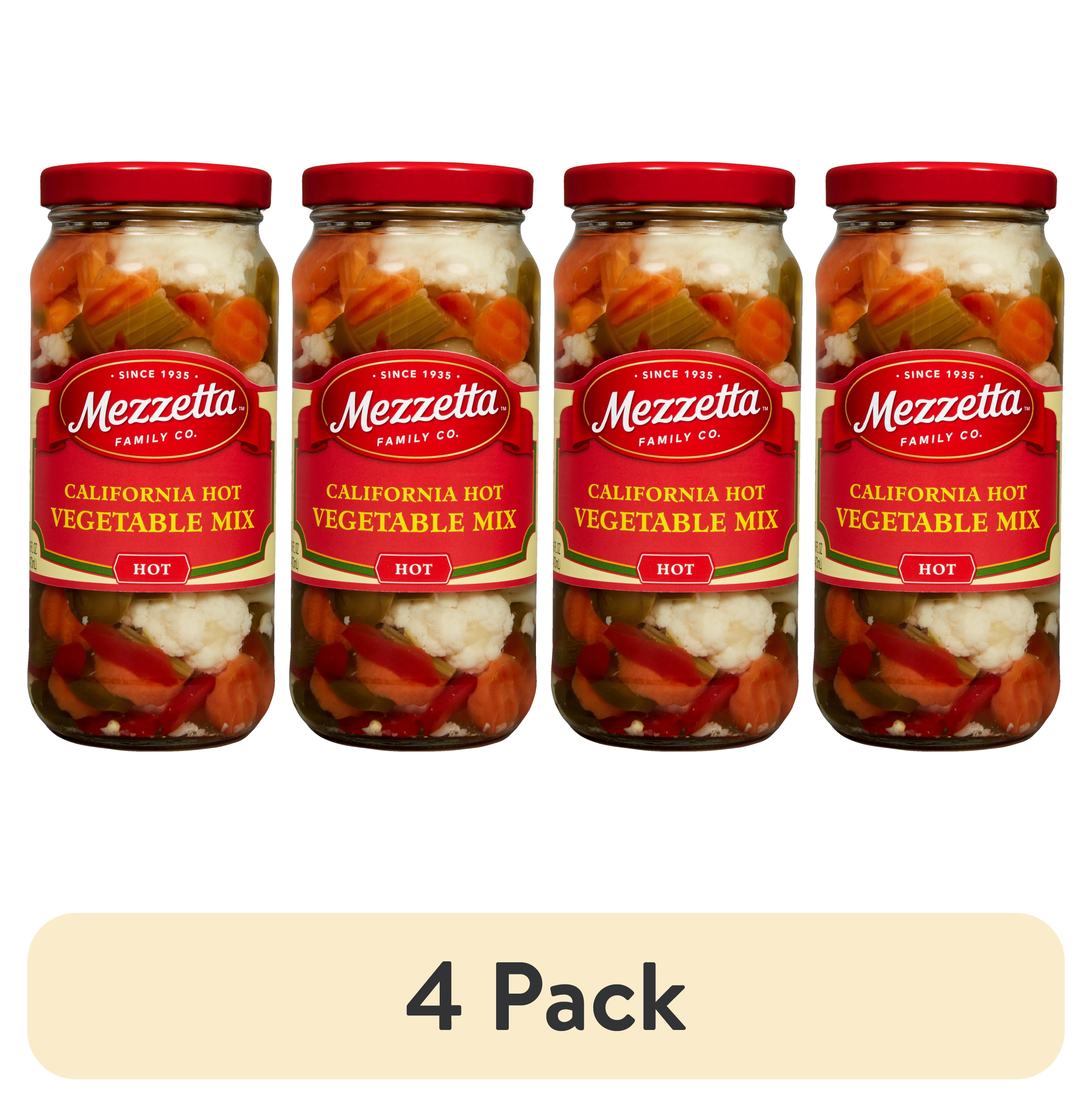 (4 pack) Mezzetta California Hot Vegetable Mix 16 fl oz Jar