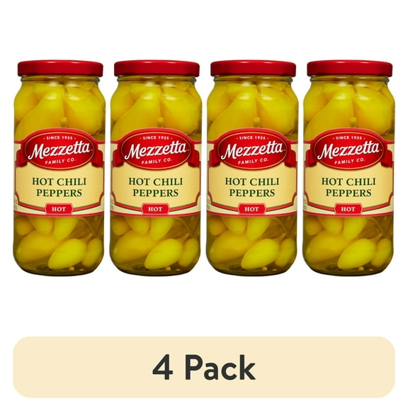 (4 pack) Mezzetta Hot Chili Peppers 16 fl oz Jar