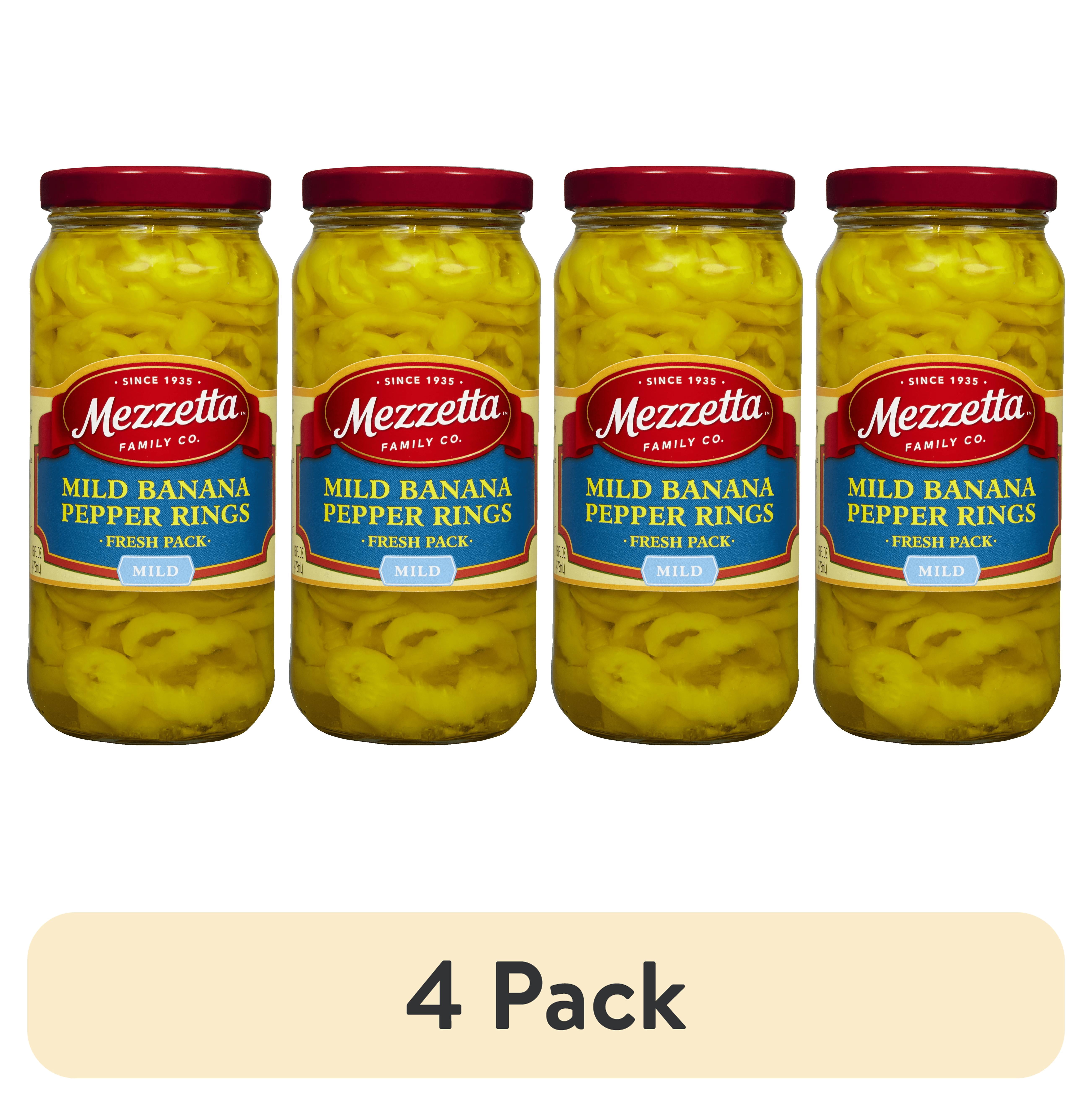 (4 pack) Mezzetta Mild Banana Pepper Rings, 16 fl oz Jar