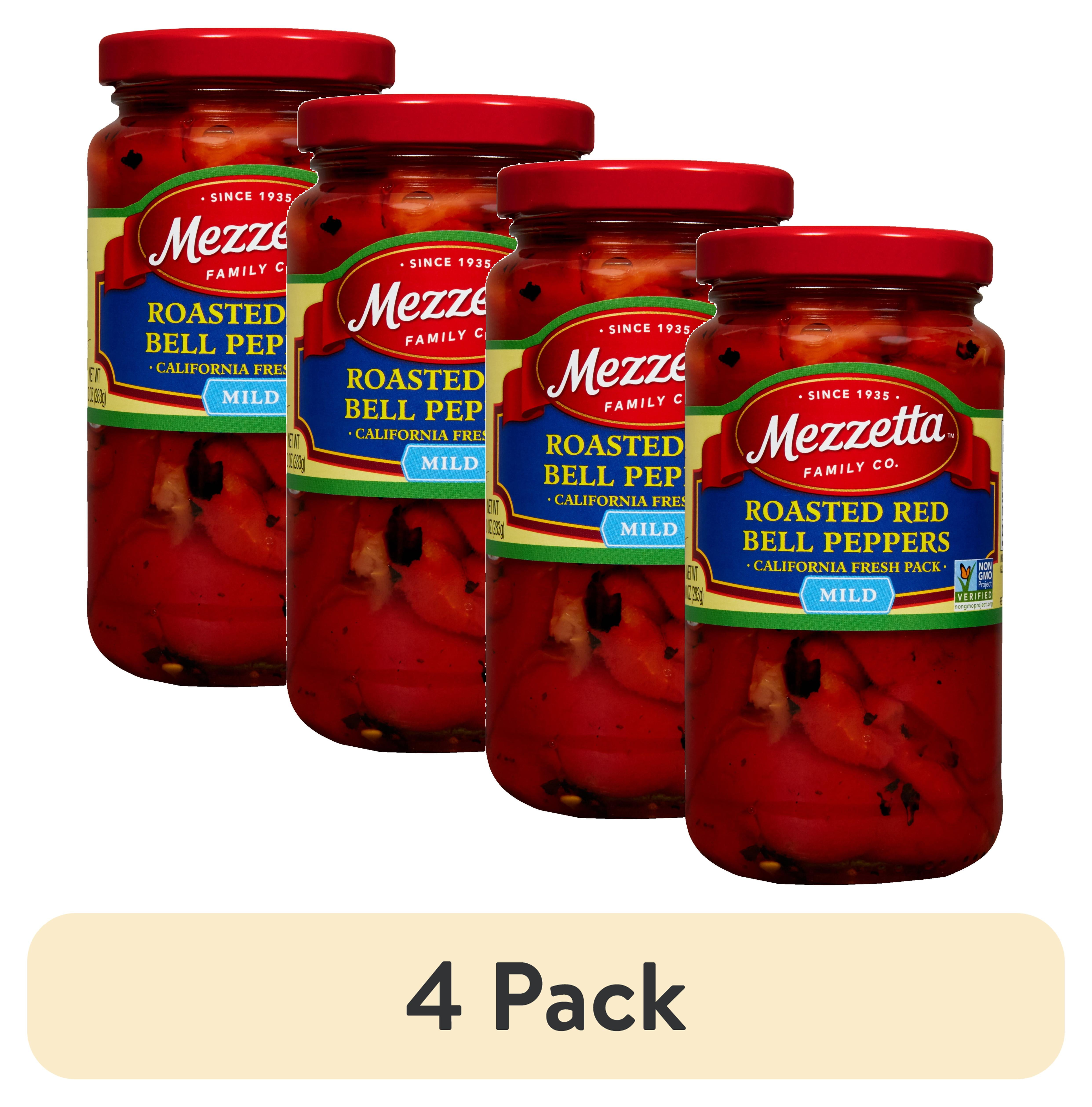 (4 pack) Mezzetta Roasted Red Bell Peppers, 10 oz Jar