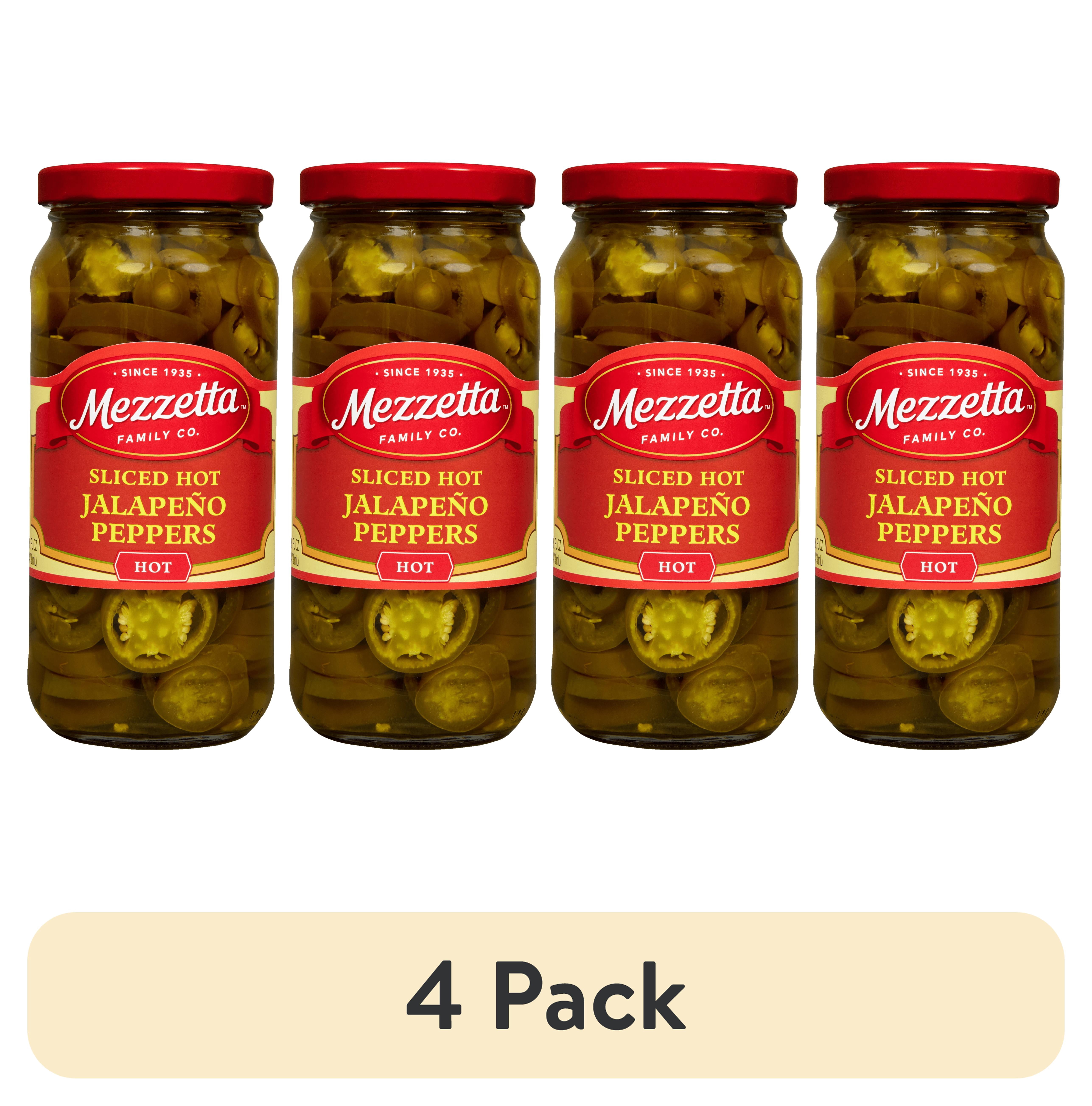(4 pack) Mezzetta Sliced Hot Jalapeño Peppers, 16 fl oz Jar