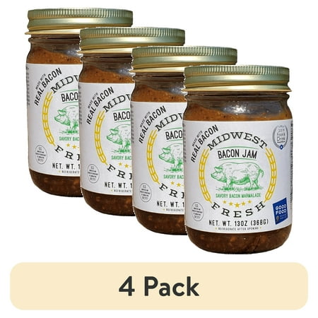 (4 pack) Midwest Fresh Savory Bacon Jam, 13 oz