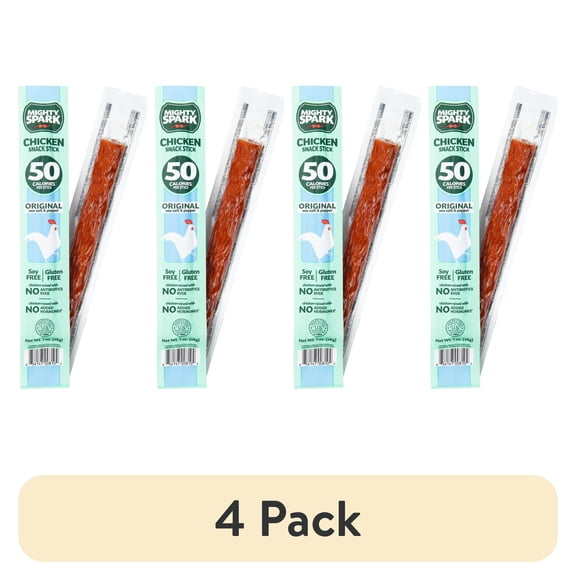 (4 pack) Mighty Spark Original Sea Salt & Pepper Chicken Snack Stick, 1 oz