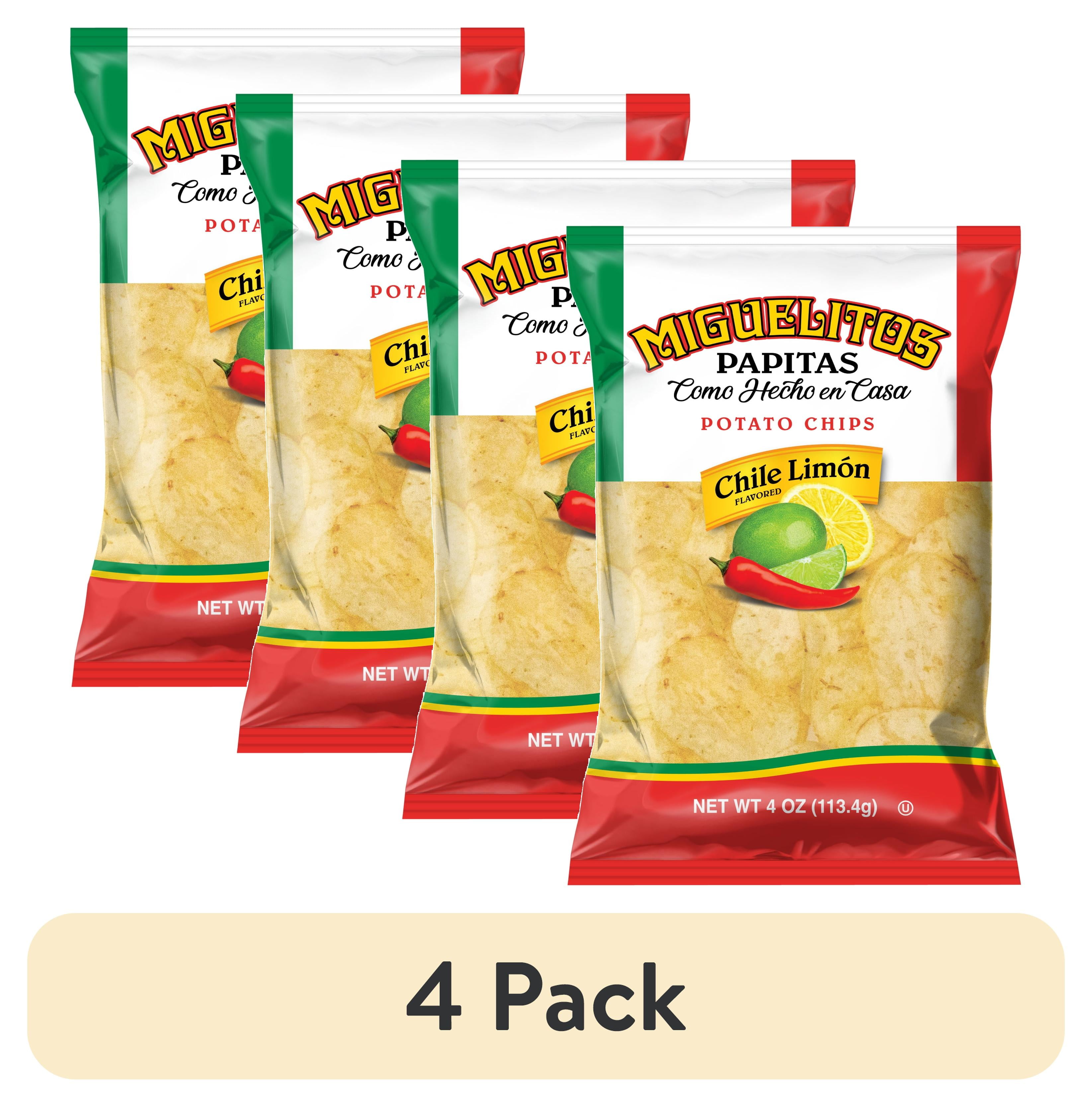 (4 pack) Miguelitos Chile Limon Potato Chips, Gluten-Free, 4 oz Bag