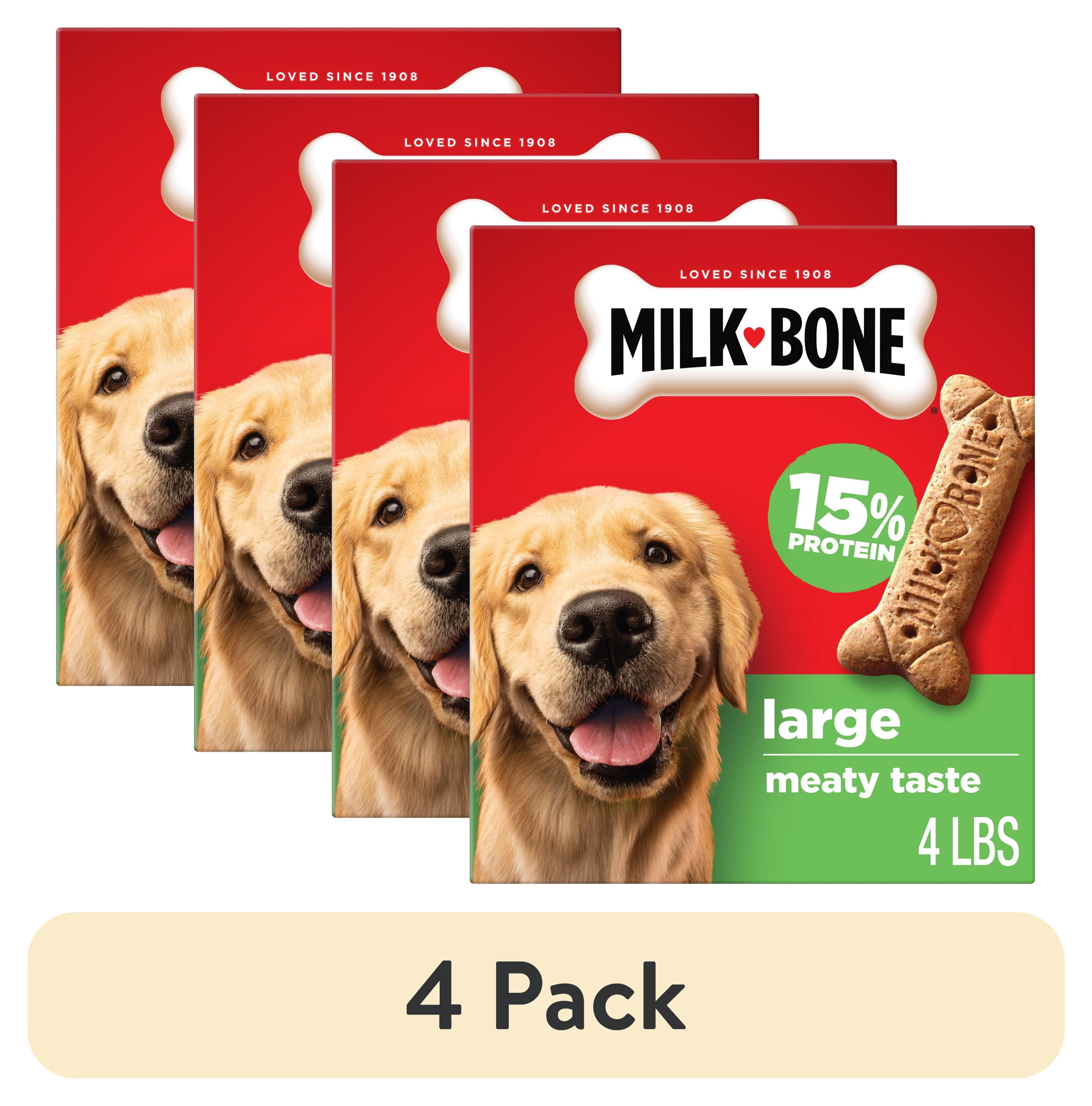 (4 pack) Milk Bone Crunchy Large Dog Treats, 4 Lb. Box, Original Beef Flavor