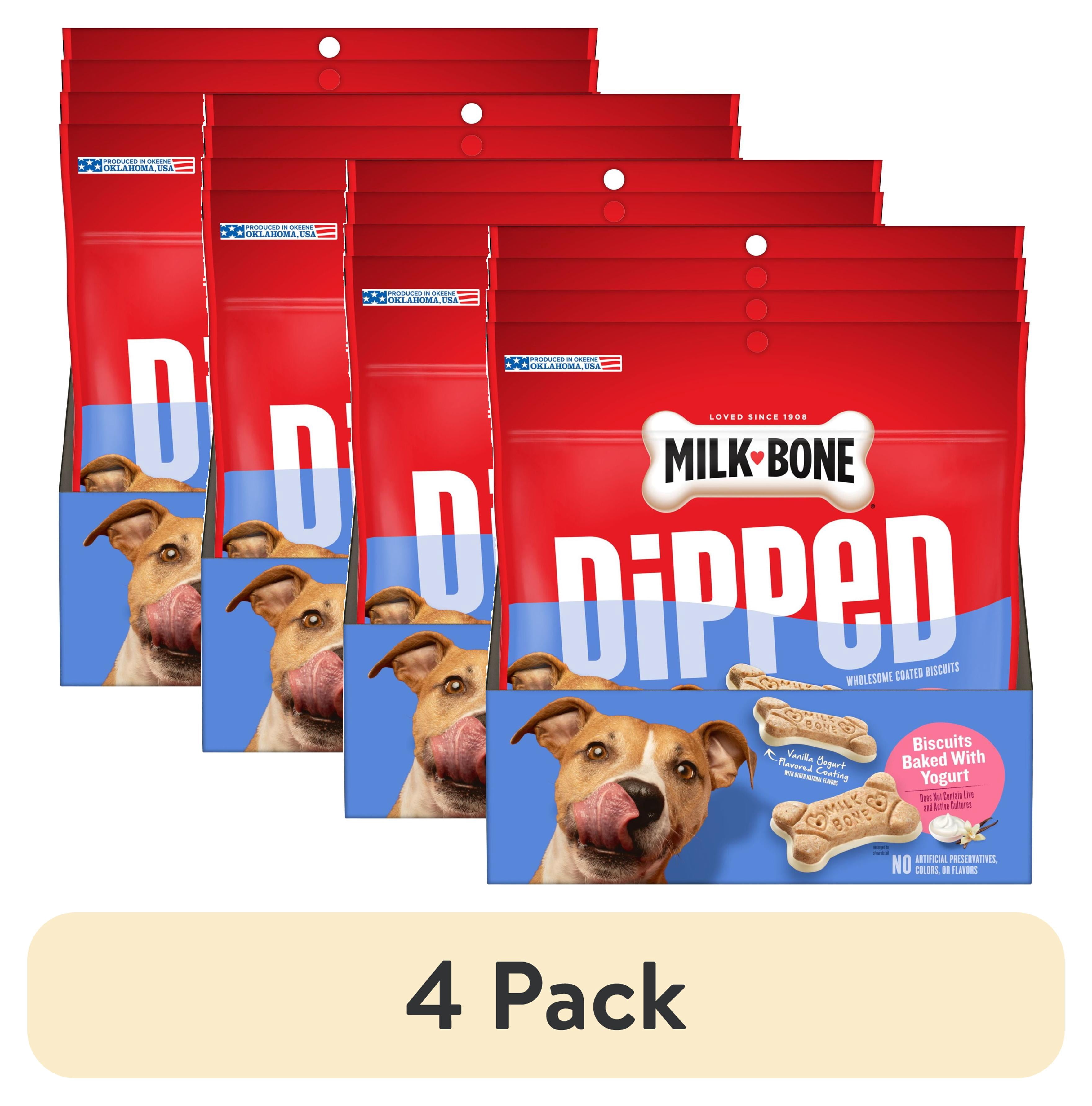 (4 pack) Milk Bone Dipped Dog Biscuits Baked With Vanilla Yogurt, 12 oz