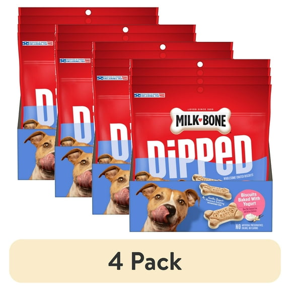 (4 pack) Milk Bone Dipped Dog Biscuits Baked With Vanilla Yogurt, 12 oz