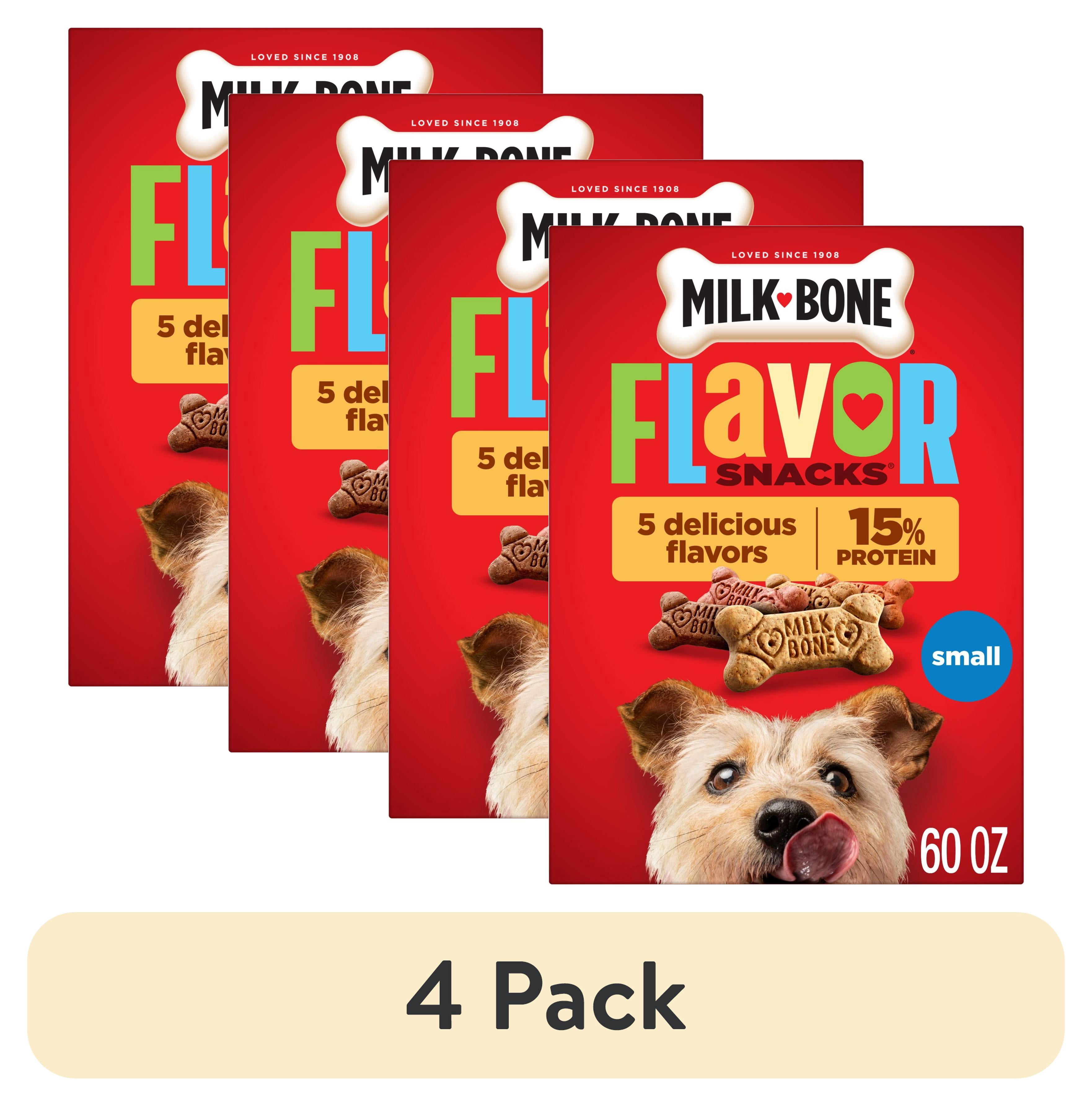 (4 pack) Milk Bone Flavor Snacks Small Dog Biscuits, Flavored Crunchy Dog Treats, 60 oz Box