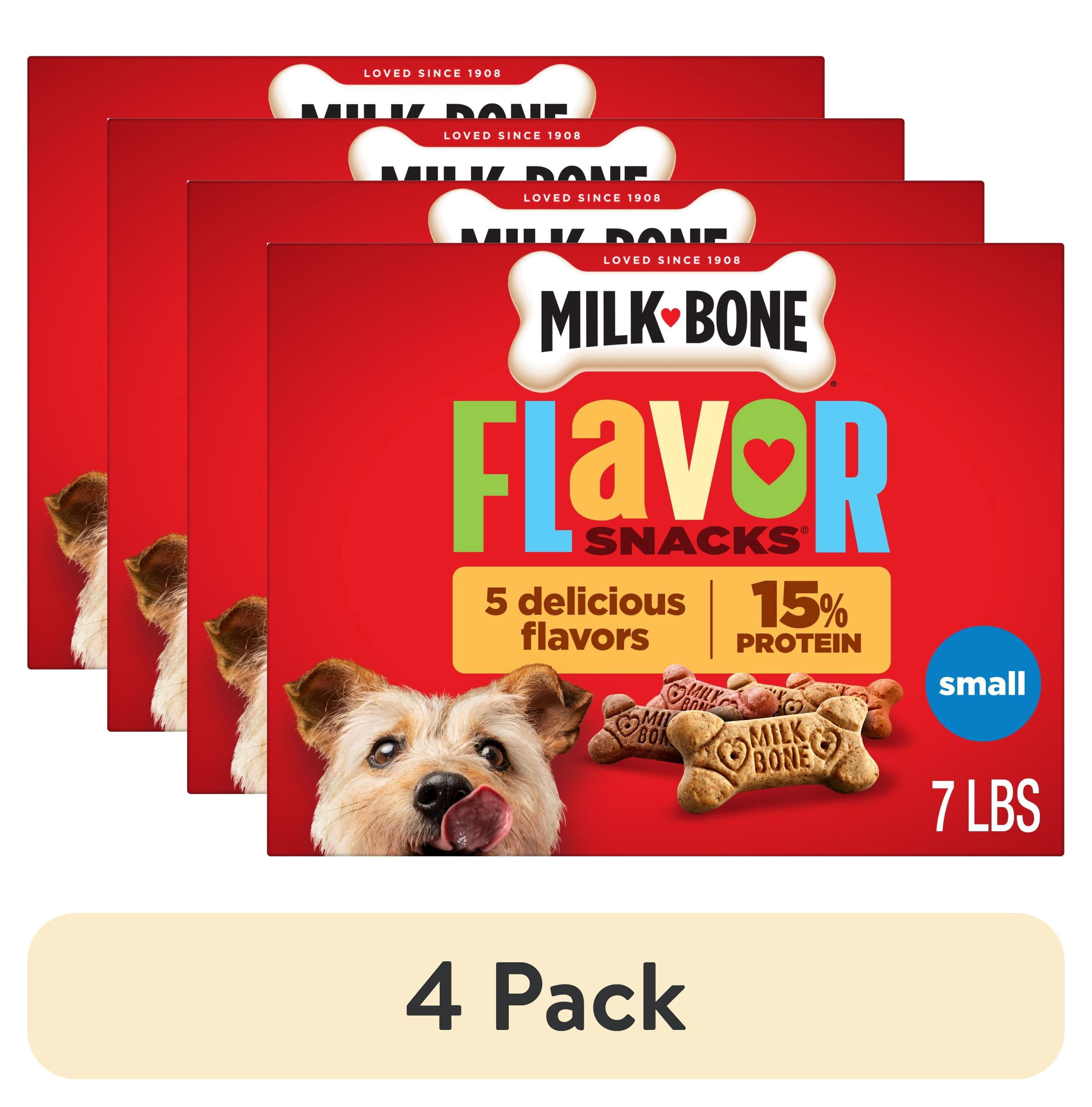 (4 pack) Milk Bone Flavor Snacks Small Dog Biscuits, Flavored Crunchy Dog Treats, 7 Lb. Box