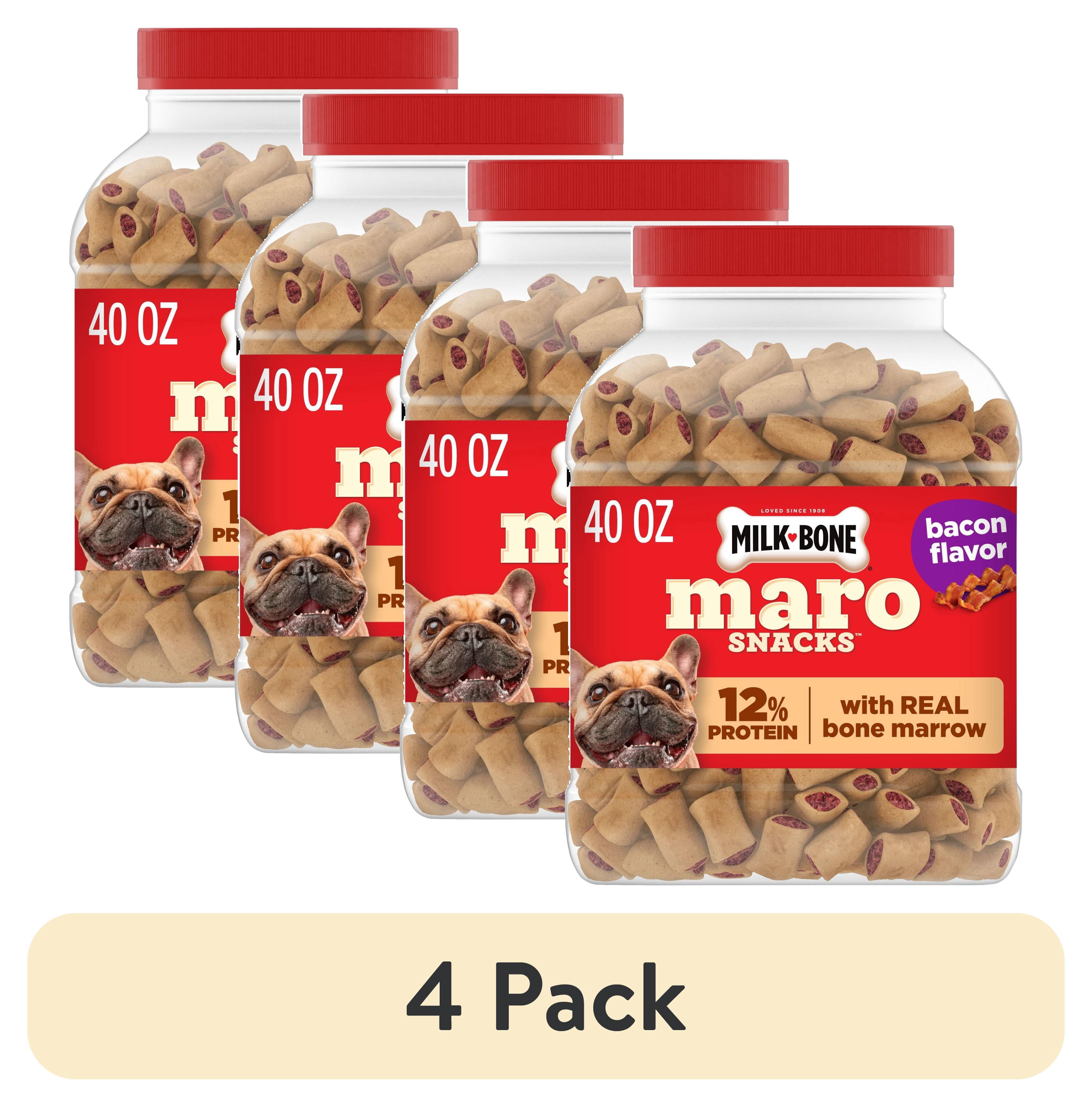 (4 pack) Milk Bone MaroSnacks Bacon Flavor Small Dog Treats With Bone Marrow, 40 ozs