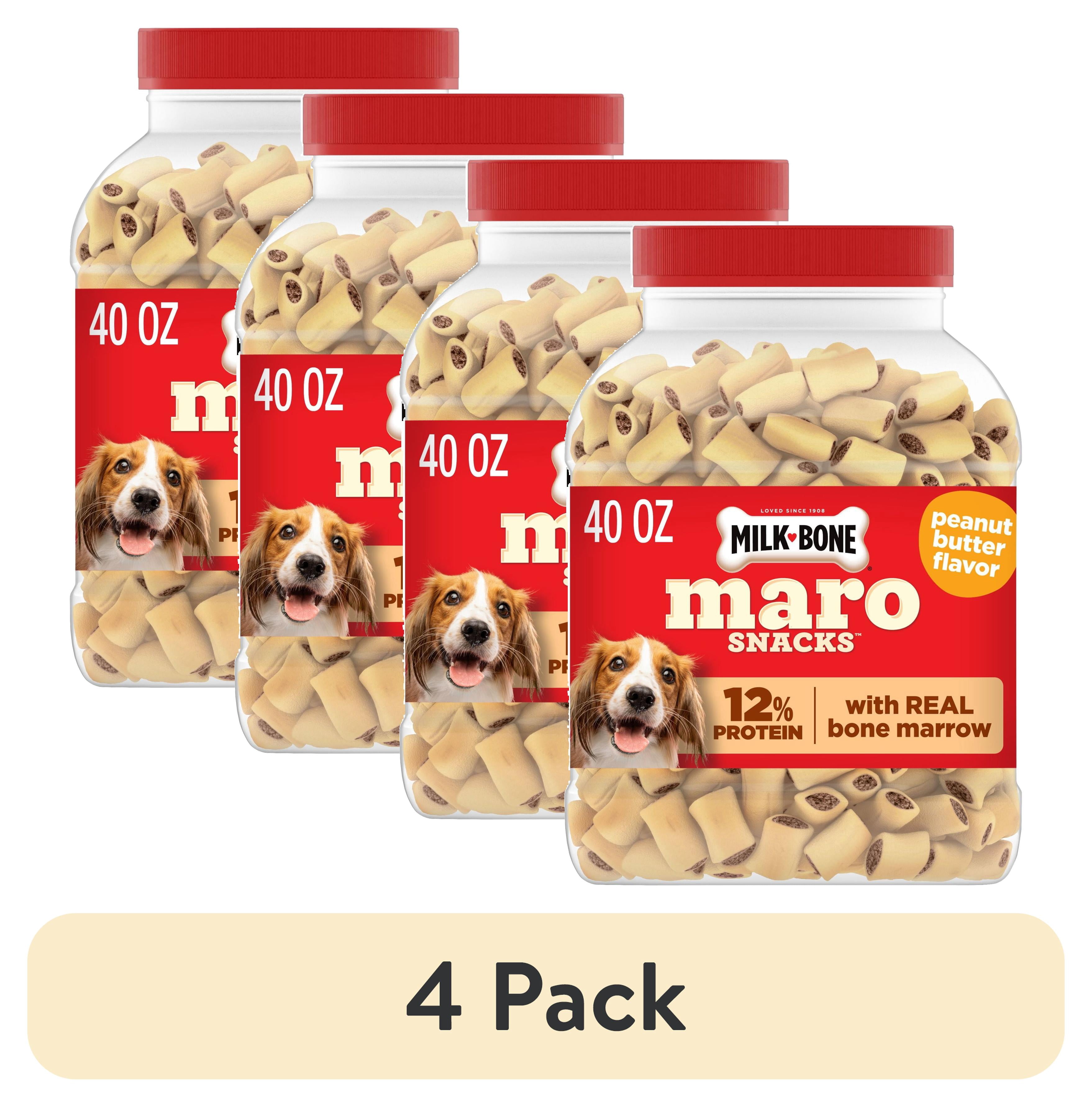 (4 pack) Milk Bone MaroSnacks Peanut Butter Flavor Dog Treats With Bone Marrow, 40 oz
