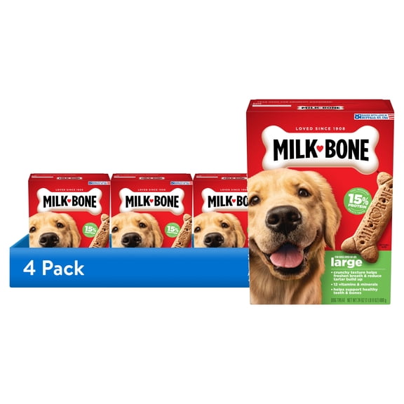 (4 pack) Milk Bone Original Biscuits, Large Dog Treats, 24 oz Box