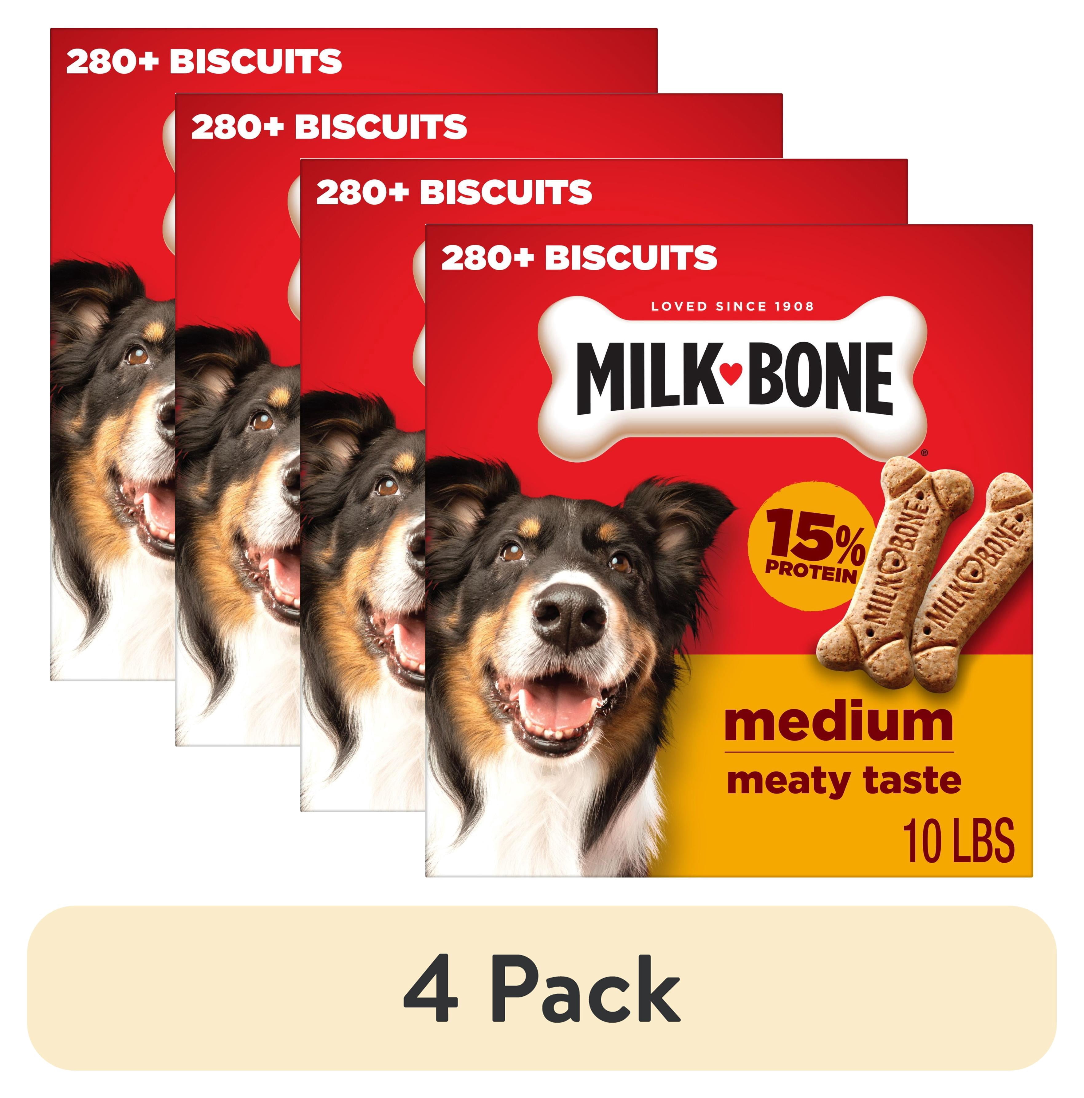 (4 pack) Milk Bone Crunchy Medium Dog Treats, 10 Lb. Box, Original Beef Flavor