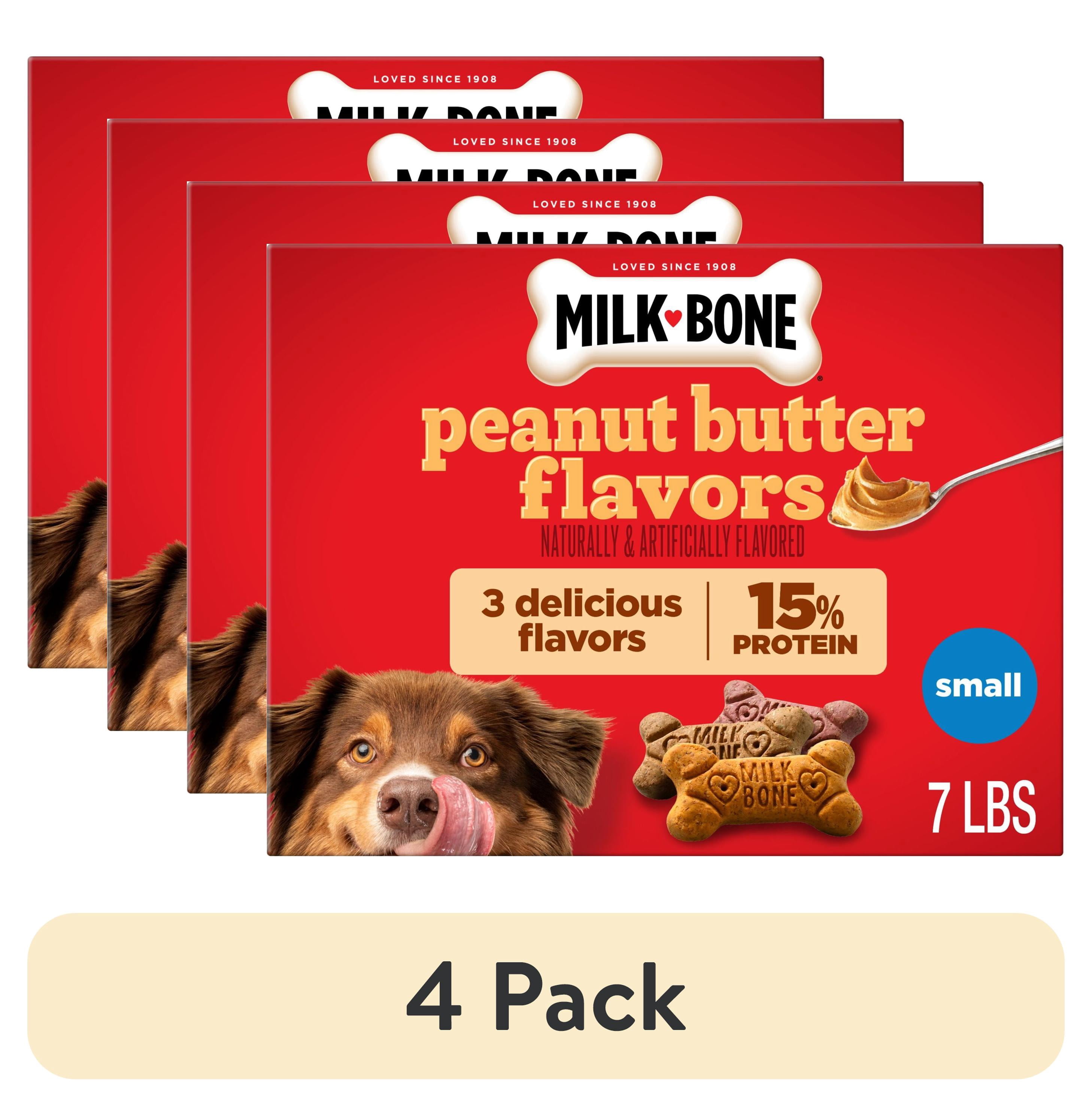(4 pack) Milk Bone Peanut Butter Flavor Dog Biscuits, Naturally & Artificially Flavored, 7 Lb. Box