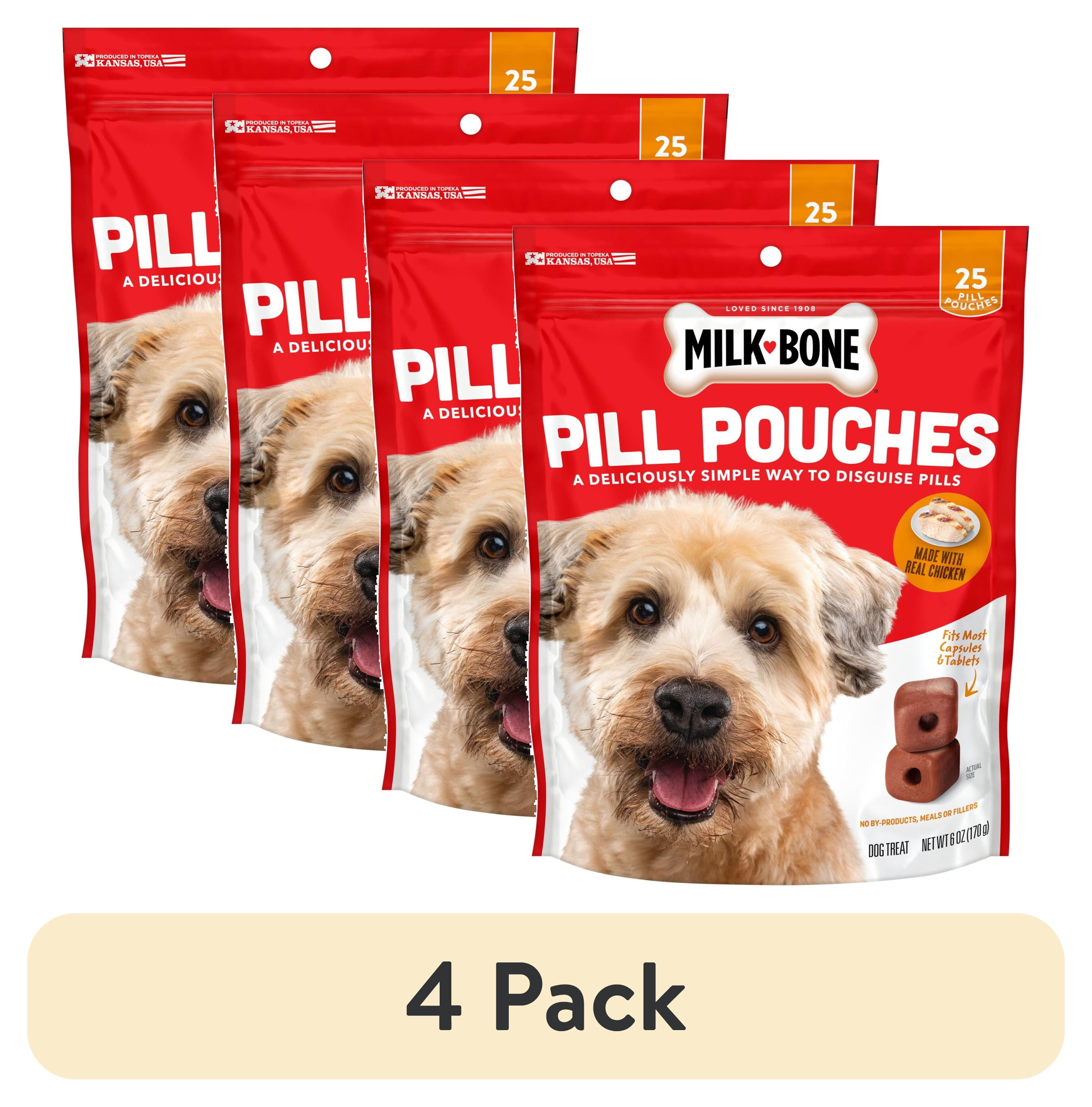 6 pack) Milk Bone Pill Pouches Dog Treats With Real Chicken, 25