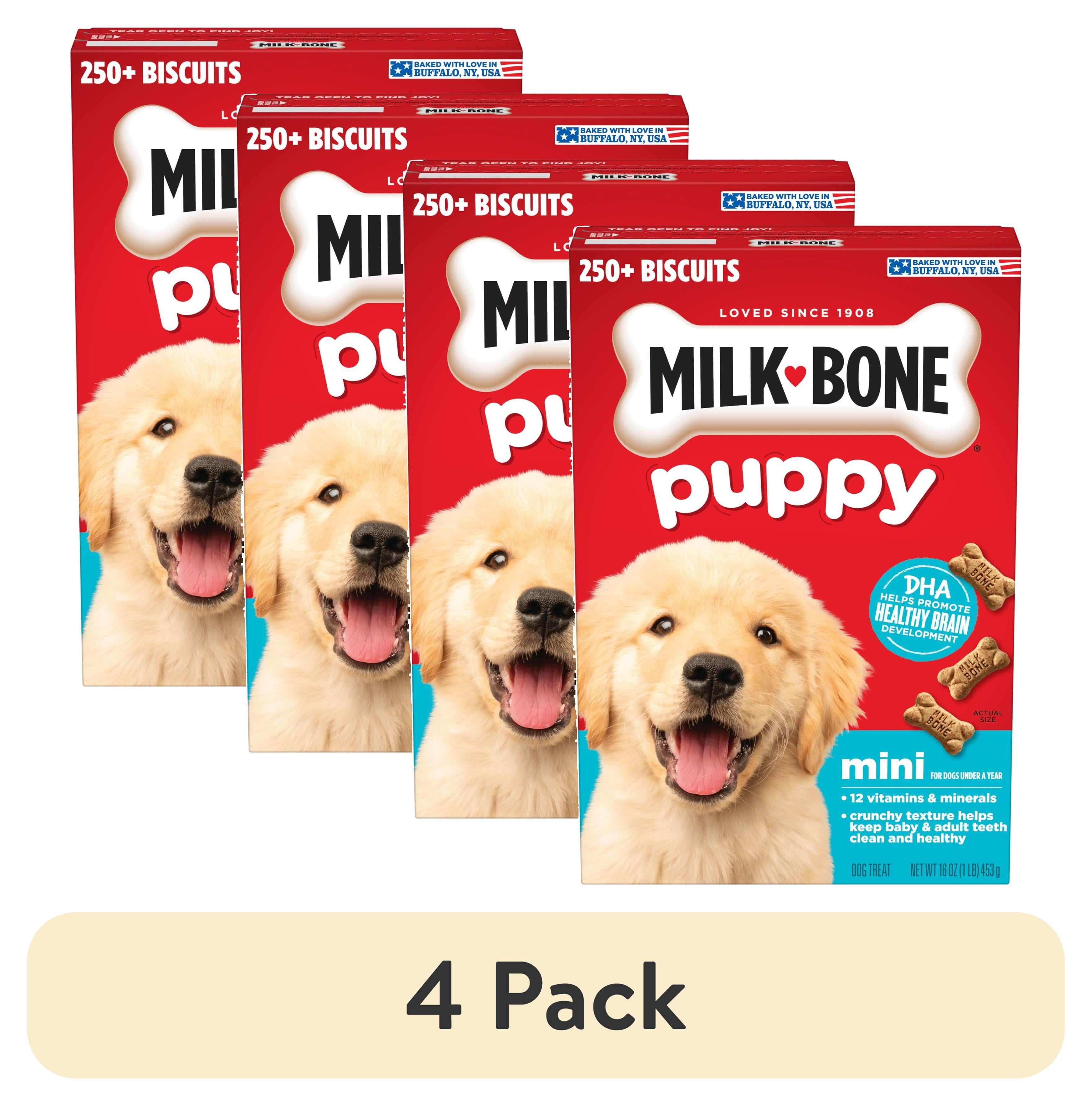 (4 pack) Milk Bone Puppy Original Biscuits, Dog Treats for Puppies, 16 oz Box