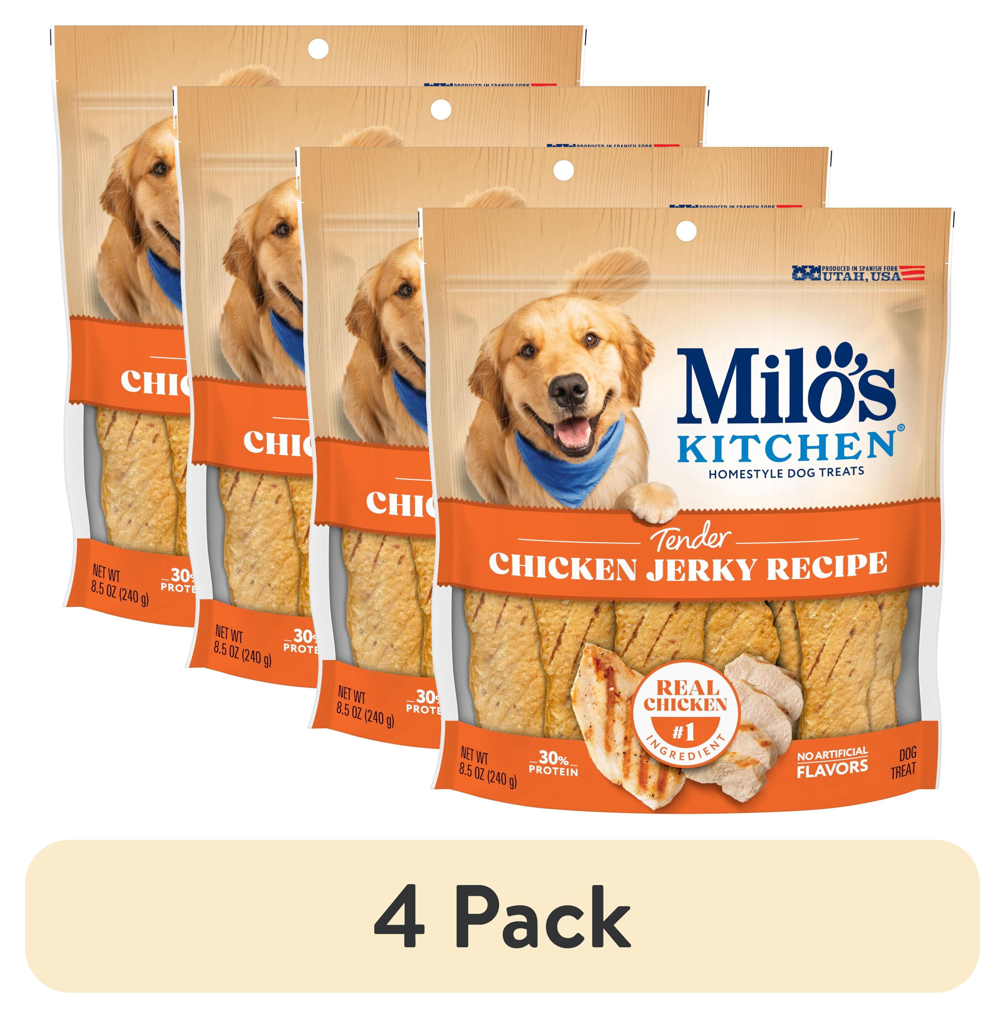(4 pack) Milo’s Kitchen Chicken Jerky Recipe Dog Treats, 8.5 Ounce Bag
