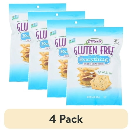 (4 pack) Milton's Gluten Free Crackers - Everything Seasoning, 4.5oz, Plastic Bag