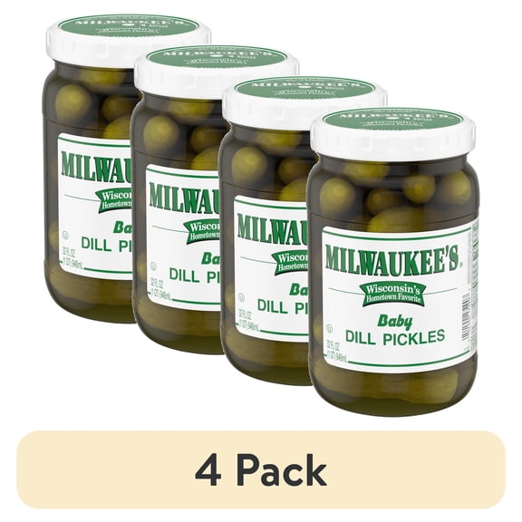 (4 pack) Milwaukee's Baby Dill Pickles, 32 fl oz Jar