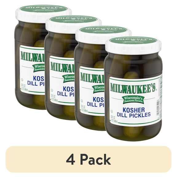 (4 pack) Milwaukee's Kosher Dill Pickles, 32 fl oz.