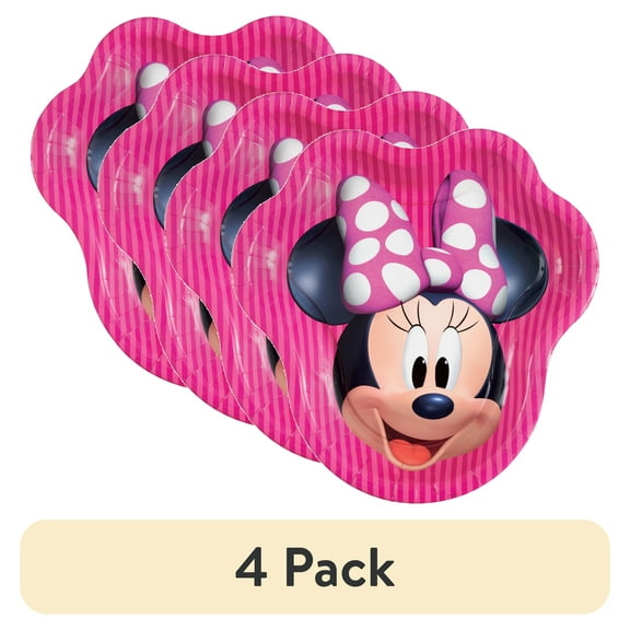 (4 pack) Minnie Mouse Paper Dinner Plates, 9in, 8ct