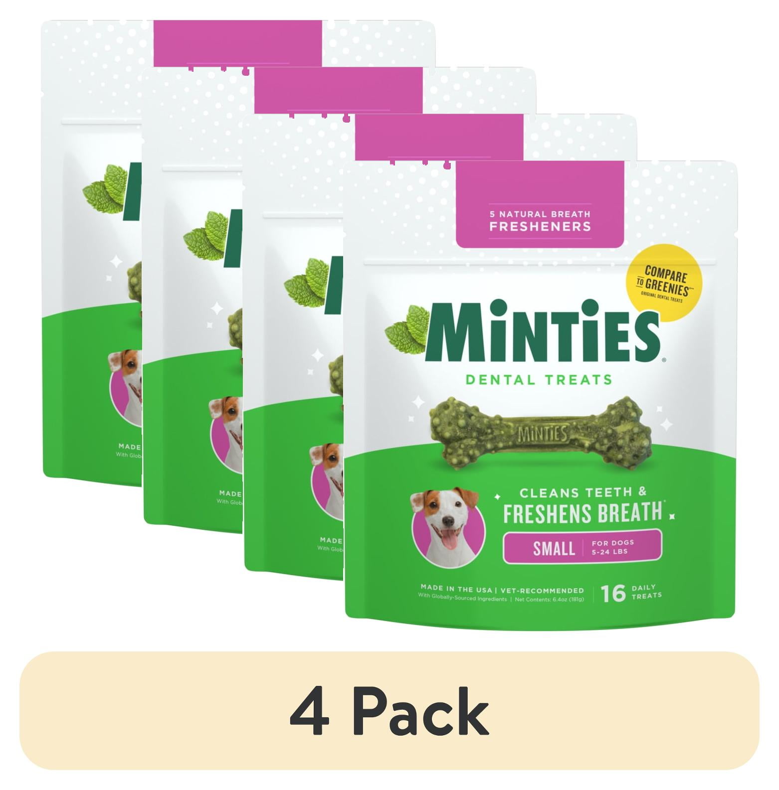 (4 pack) MINTIES Dog Dental Bone Treats, Dental Chews for Tiny & Small Dogs, 16 Count, Shelf-Stable