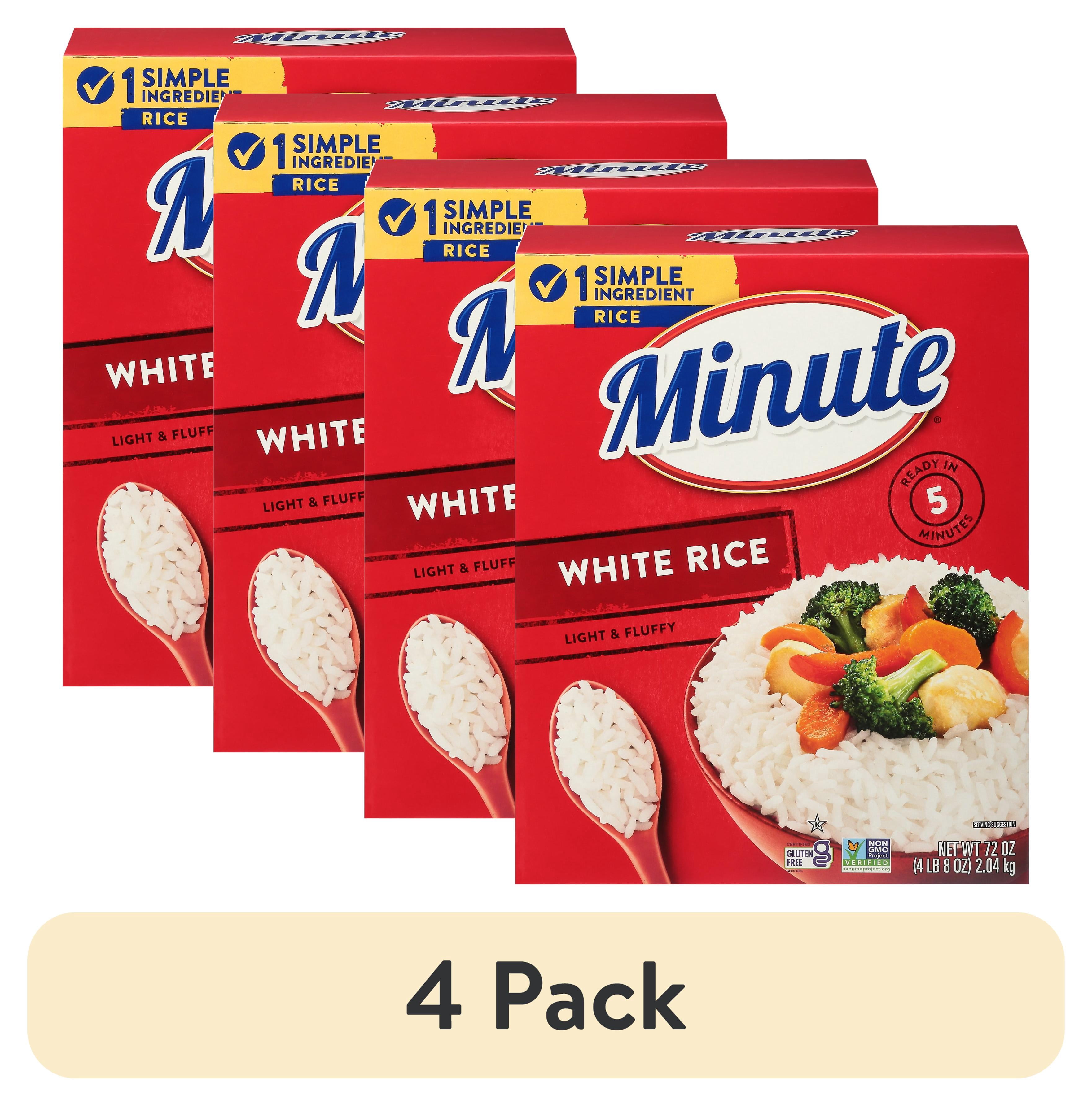 (4 pack) Minute Instant White Rice, Light and Fluffy, Gluten Free, 72 oz Box