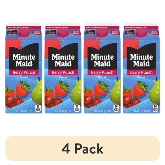 (4 pack) Minute Maid Berry Punch Flavored Fruit Drink, 59 fl oz Carton