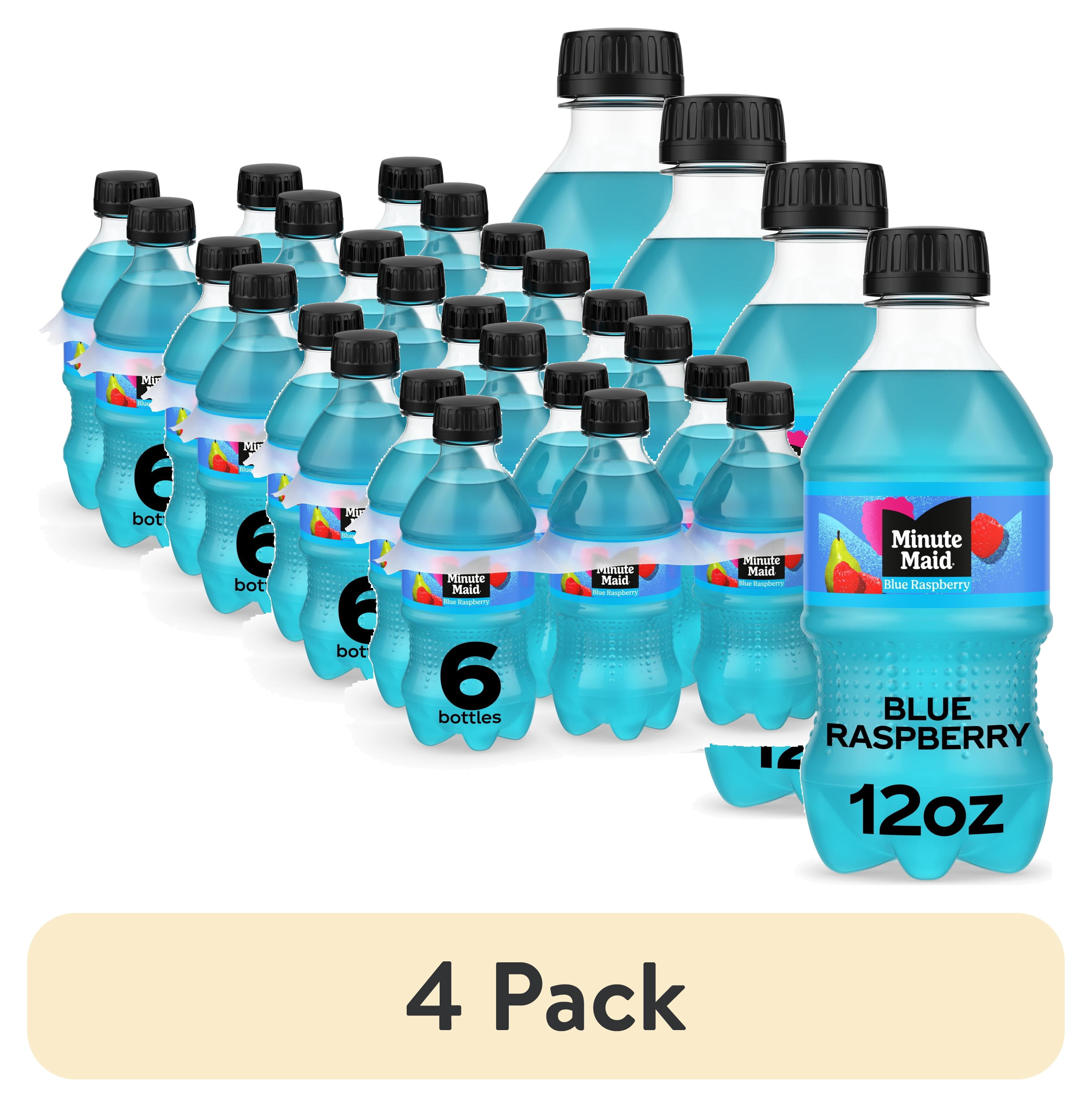(4 pack) Minute Maid Blue Raspberry Juice Drink Bottles, 12 fl oz, 6 Pack