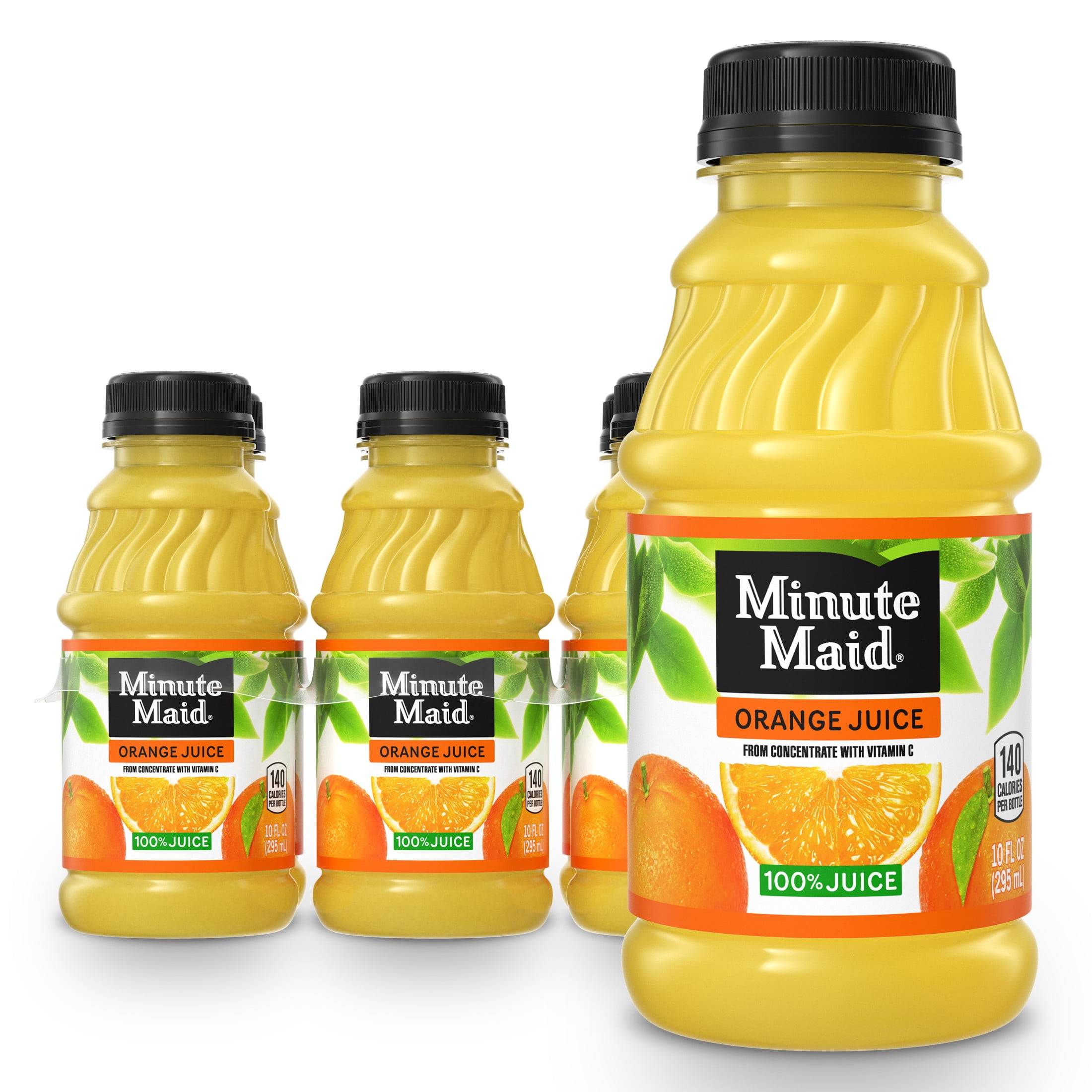 (4 pack) Minute Maid Orange Juice Bottles, 10 fl oz, 6 Pack