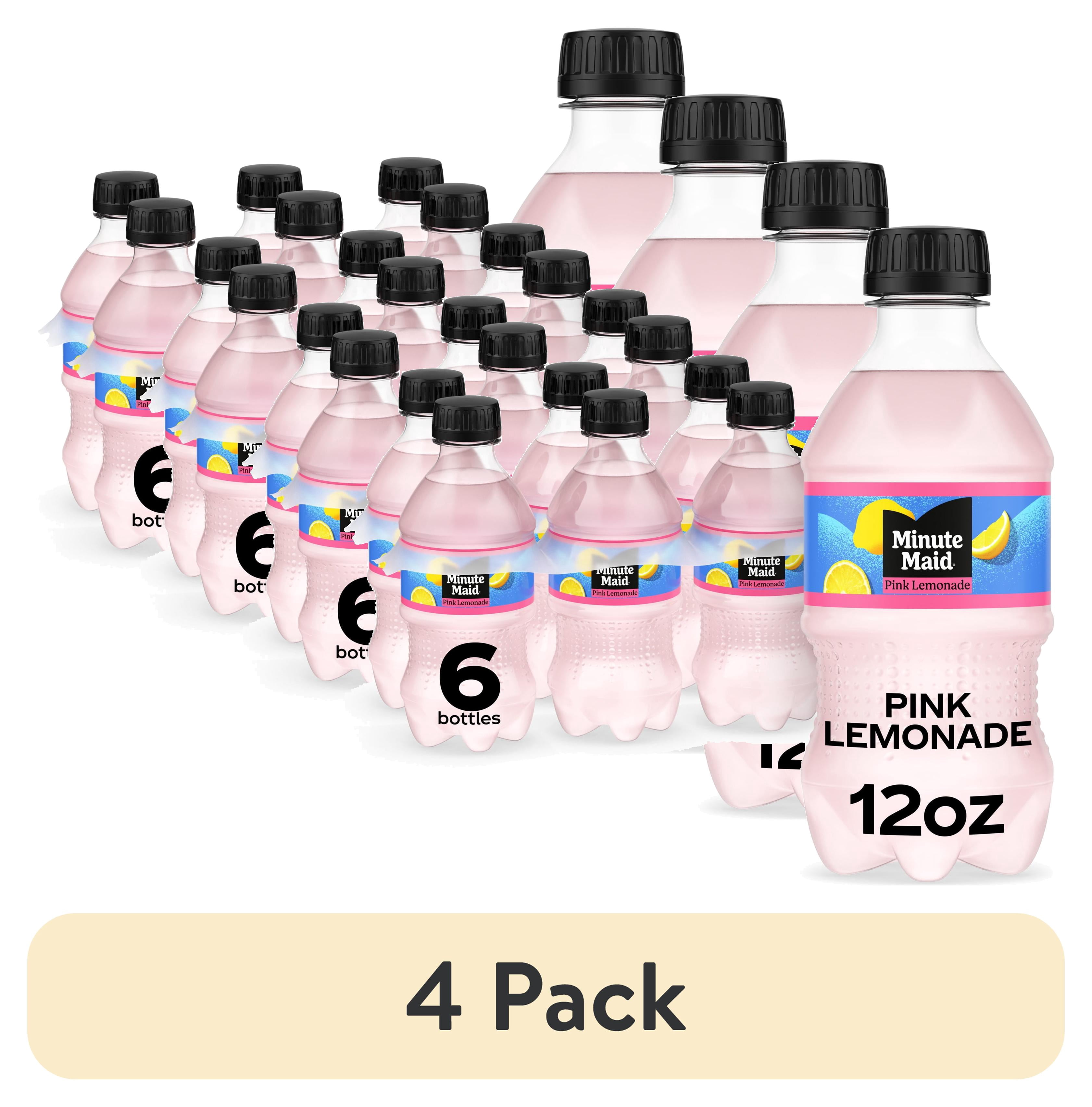 (4 pack) Minute Maid Pink Lemonade Bottles, 12 fl oz, 6 Pack