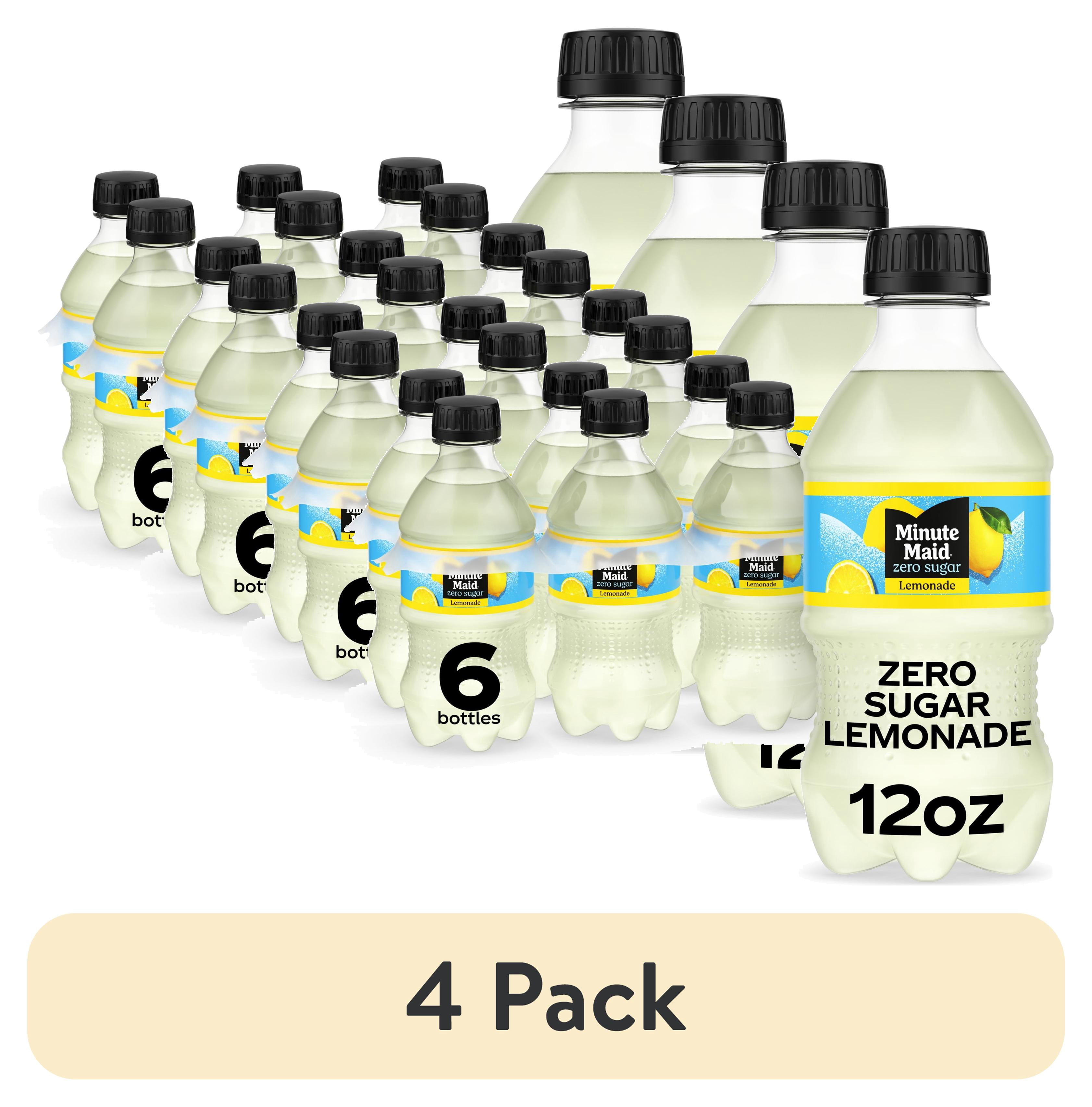 (4 pack) Minute Maid Zero Sugar Lemonade Bottles, 12 fl oz, 6 Pack