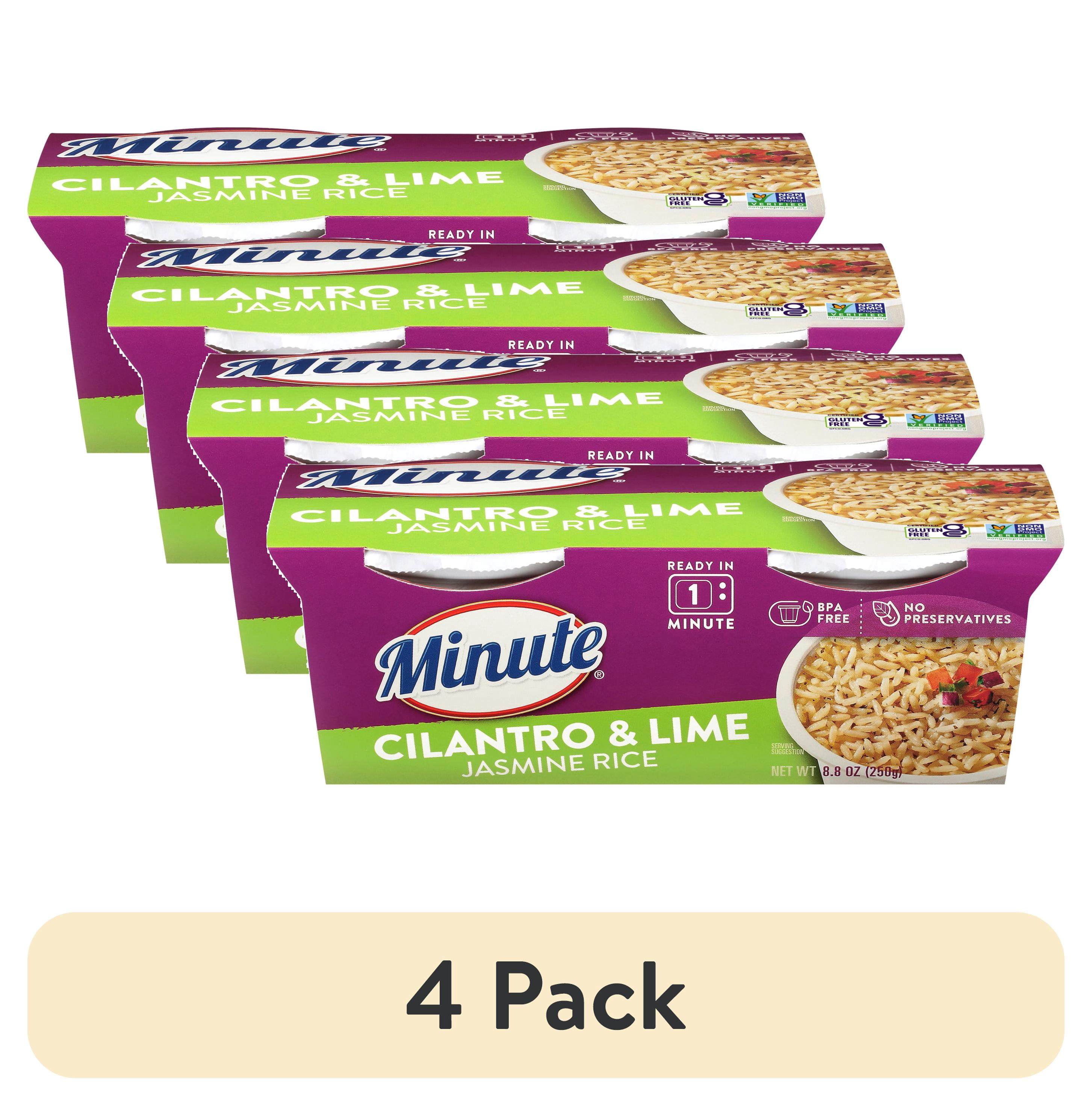 (4 pack) Minute Ready-to-Eat Cilantro and Lime Jasmine Rice, Microwaveable Rice Cups, 4.4 oz, 2 Count