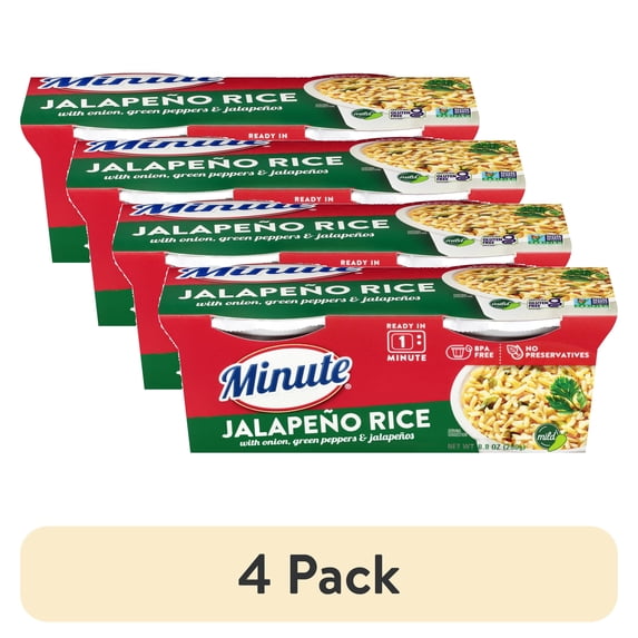 (4 pack) Minute Ready-to-Serve Jalapeno Rice, Microwaveable Rice Cups, 4.4 oz, 2 Ct