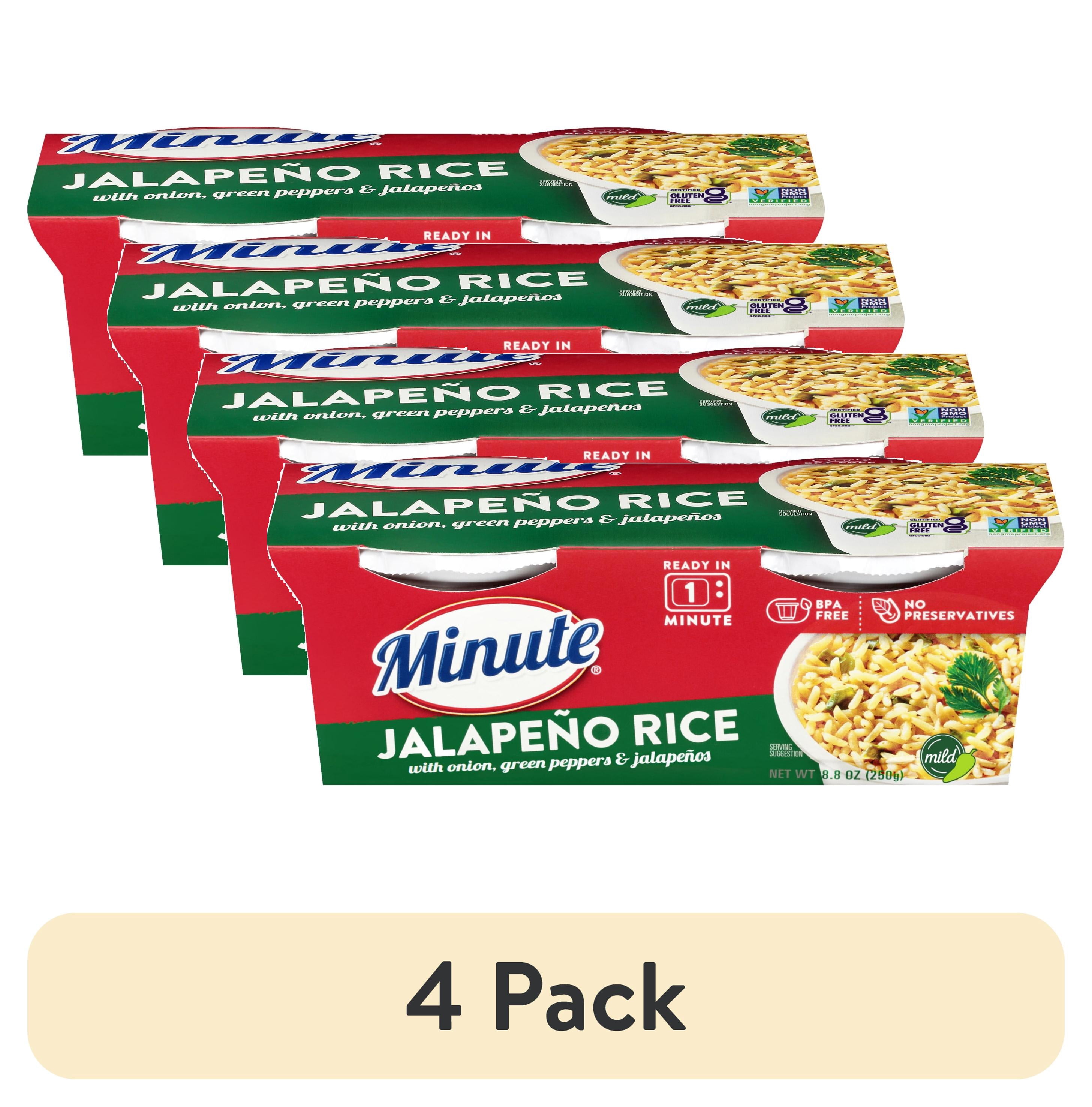 (4 pack) Minute Ready-to-Eat Jalapeno Rice, Microwaveable Rice Cups, 4.4 oz, 2 Count