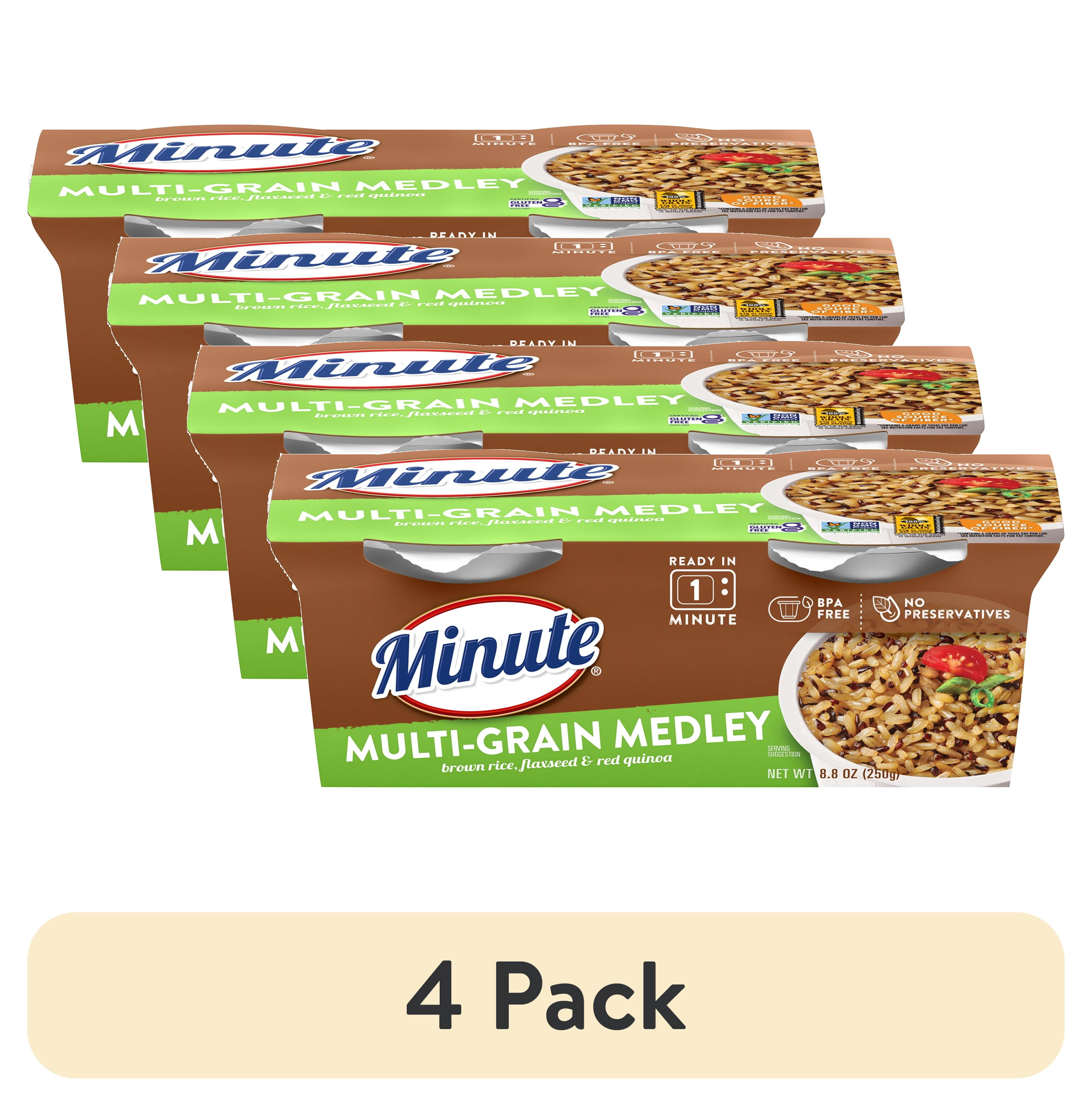 (4 pack) Minute Ready to Serve Multi-Grain Rice Medley, 4.4 oz, 2 Cups