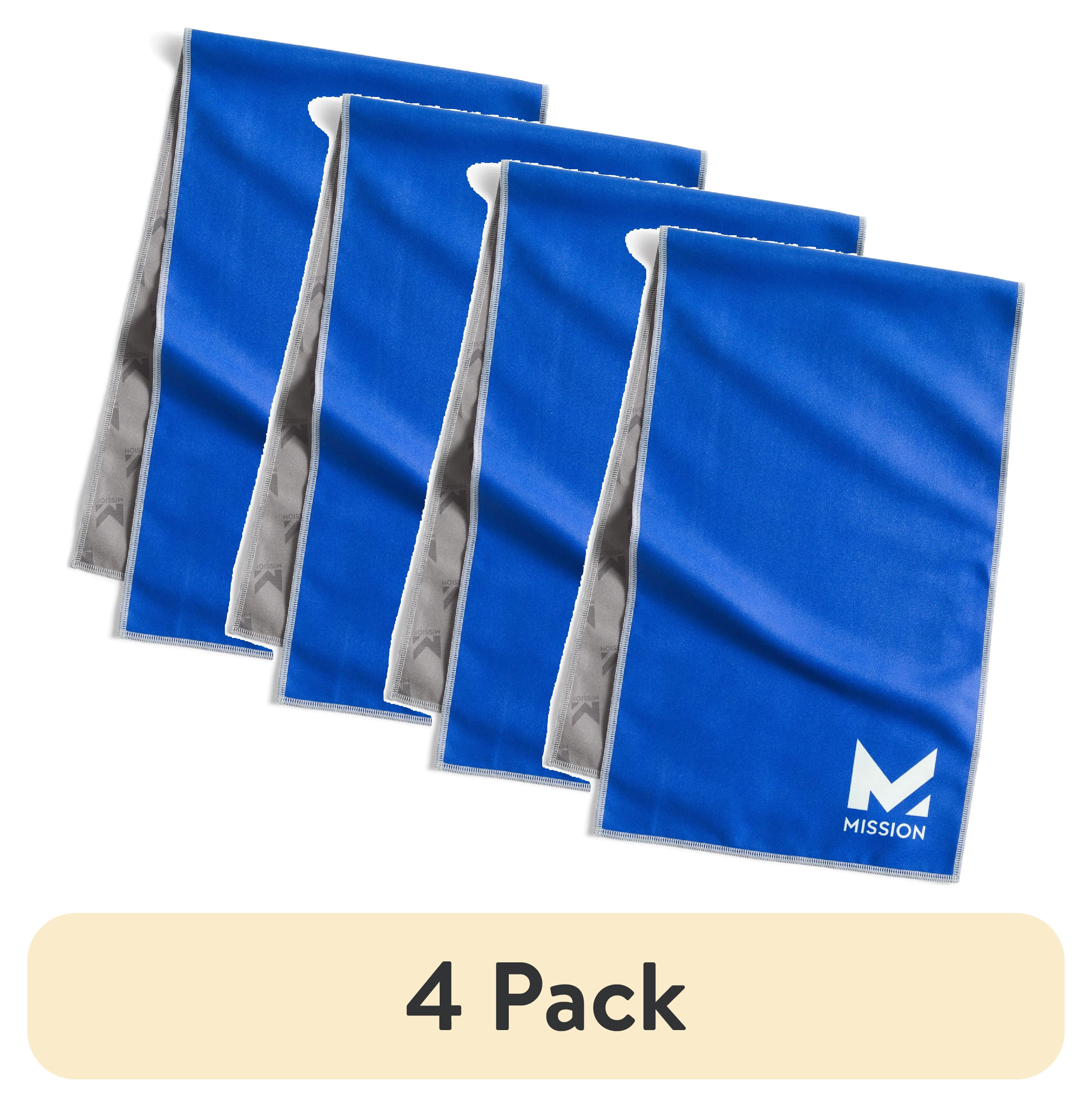 (4 pack) Mission Original Evaporative Cool Technology Cooling Towel, 10” x 33”, Mission Blue