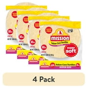 (4 pack) Mission Super Soft Yellow Corn Tortillas, Super Size, 10 Count