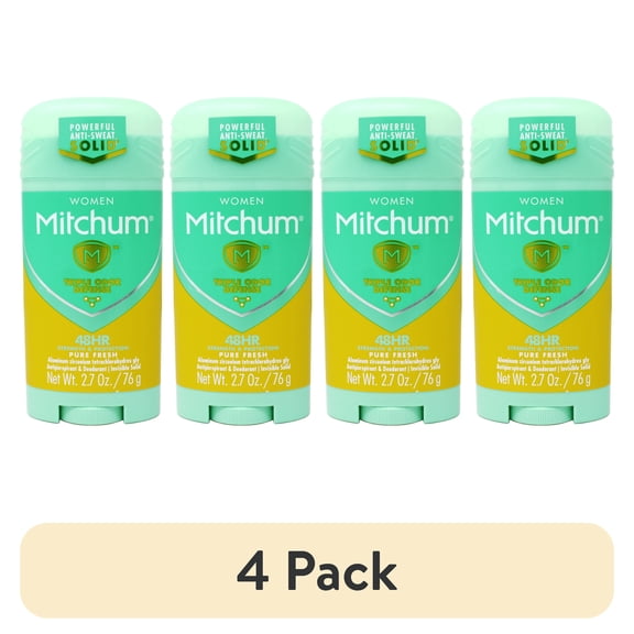 (4 pack) Mitchum Women Triple Odor Defense Invisible Solid 48HR Antiperspirant & Deodorant, Pure Fresh, 2.7 OZ