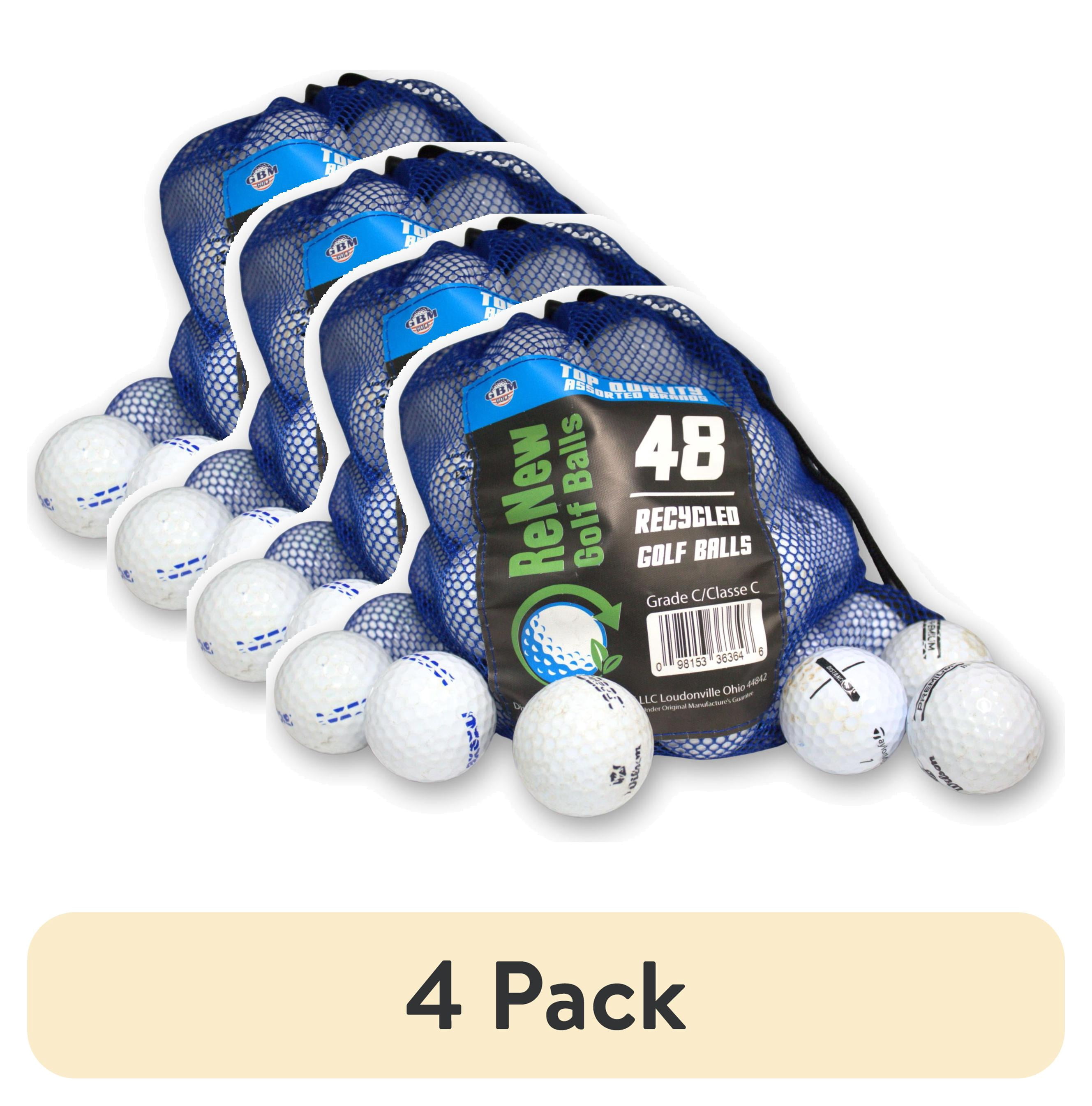 (4 pack) Mixed Brand Golf Balls – 48 Pack – Mesh Storage Bag by GBM Golf