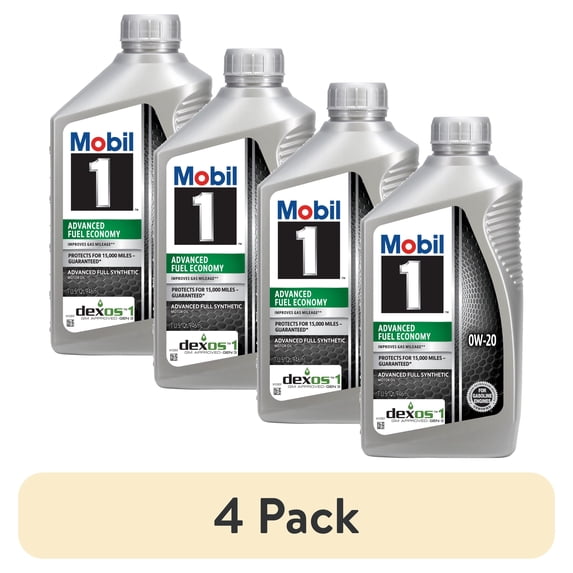 (4 pack) Mobil 1 Advanced Fuel Economy Full Synthetic Motor Oil 0W-20, 1 Quart