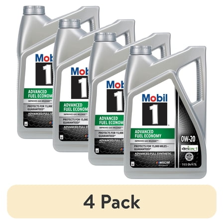 (4 pack) Mobil 1 Advanced Fuel Economy Full Synthetic Motor Oil 0W-20, 5 Quart