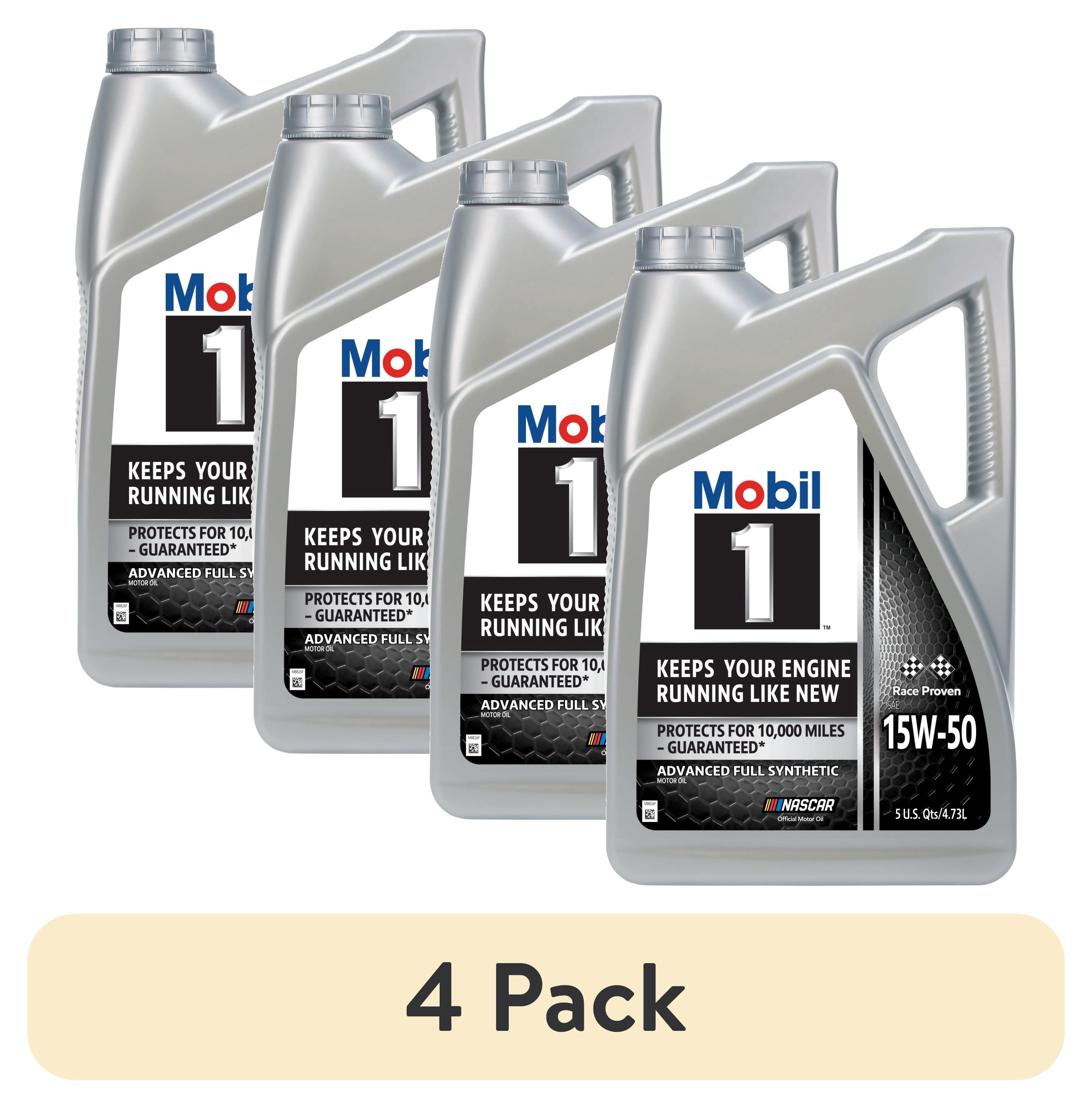 4 pack) Mobil 1 Advanced Full Synthetic Motor Oil 15W-50, 5 Quart