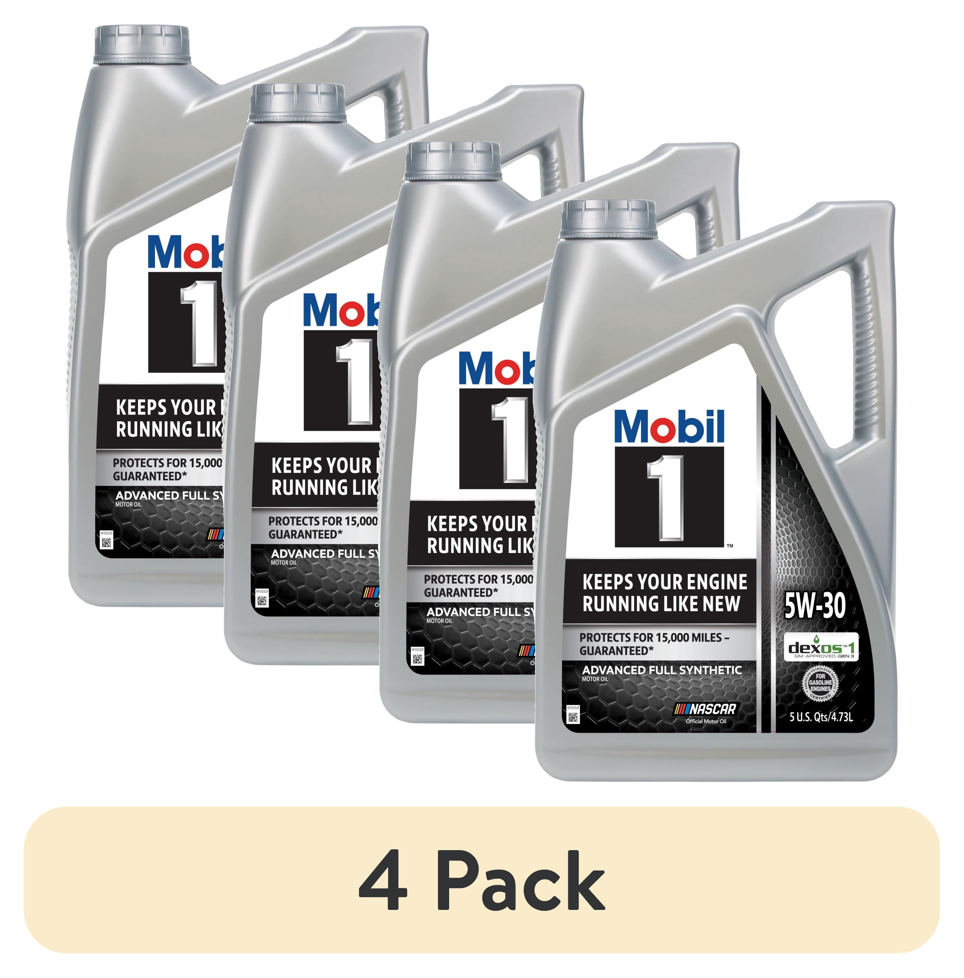 4 pack) Mobil 1 Advanced Full Synthetic Motor Oil 5W-30, 5 Quart